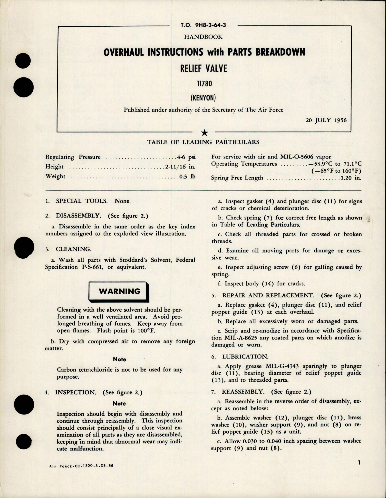 Sample page 1 from AirCorps Library document: Overhaul Instructions with Parts Breakdown for Relief Valve - 11780 
