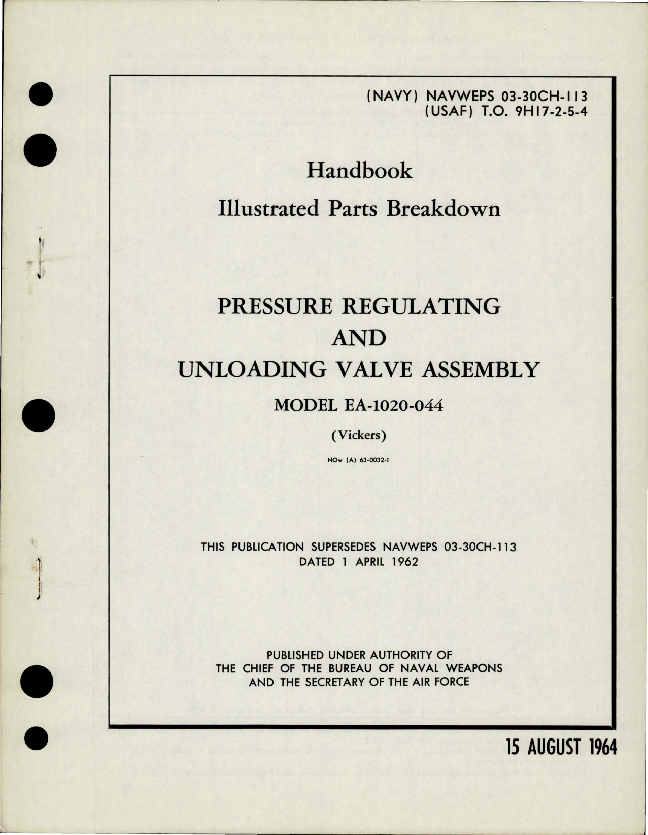 Sample page 1 from AirCorps Library document: Illustrated Parts Breakdown for Pressure Regulating and Unloading Valve Assembly - Model EA-1020-044 