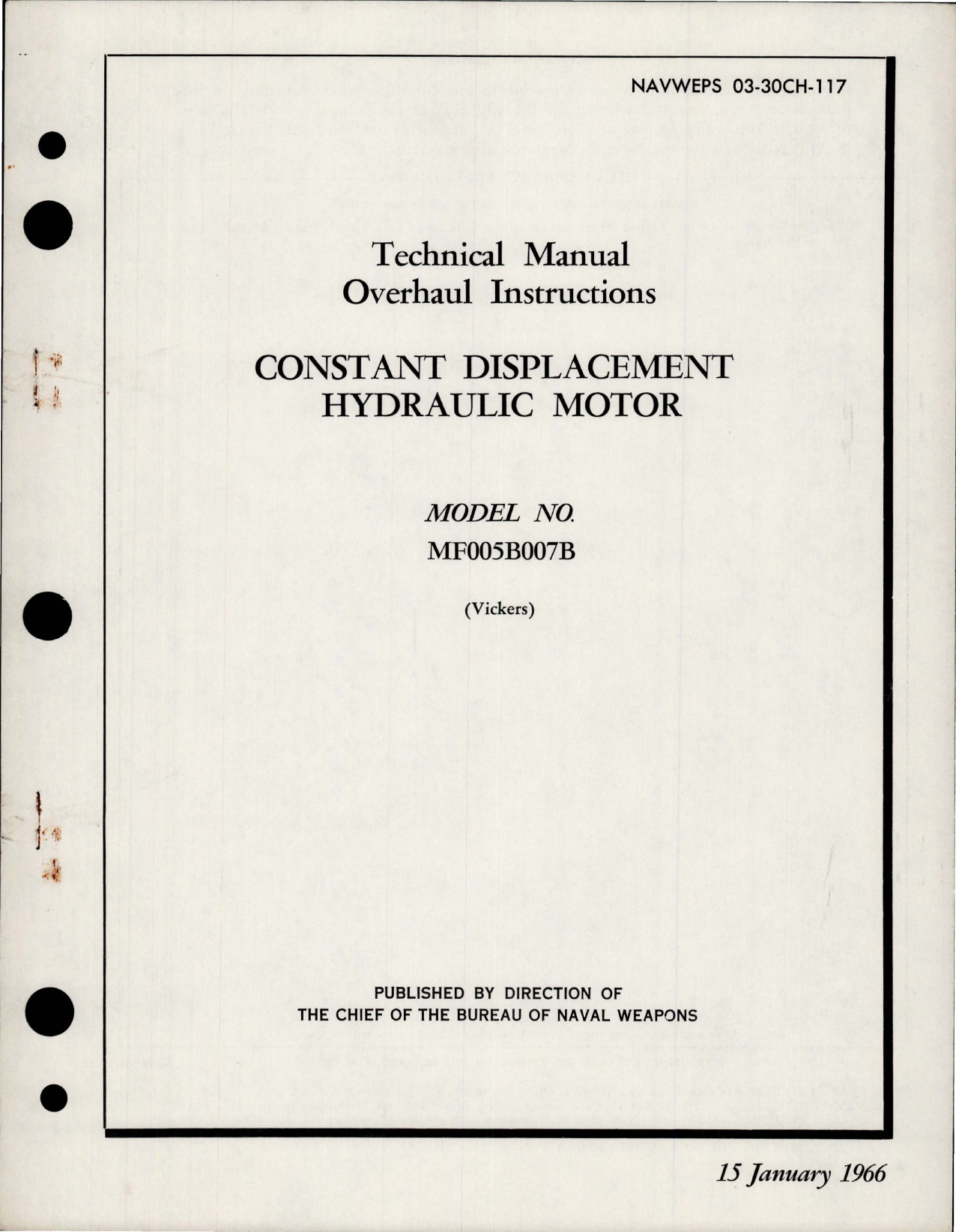 Sample page 1 from AirCorps Library document: Overhaul Instructions for Constant Displacement Hydraulic Motor - Model MF005B007B 