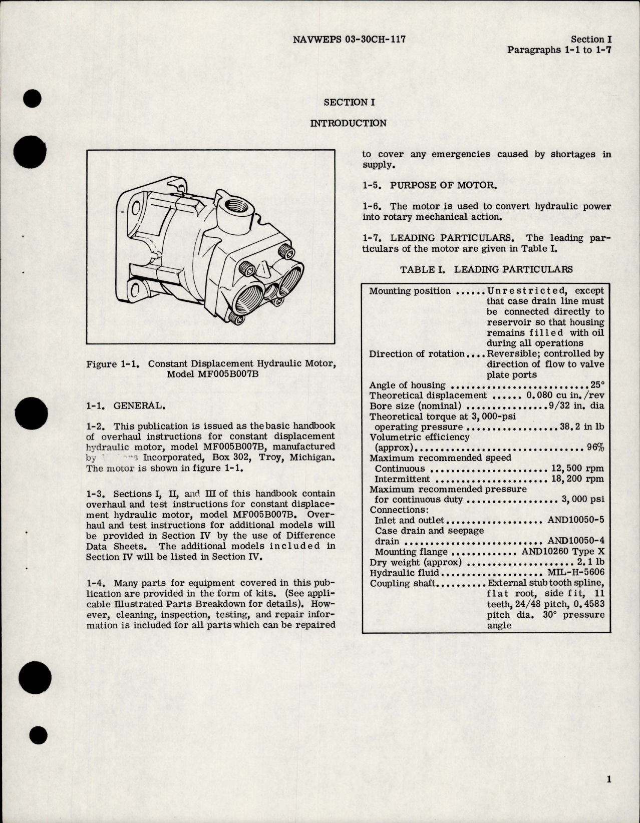 Sample page 5 from AirCorps Library document: Overhaul Instructions for Constant Displacement Hydraulic Motor - Model MF005B007B 