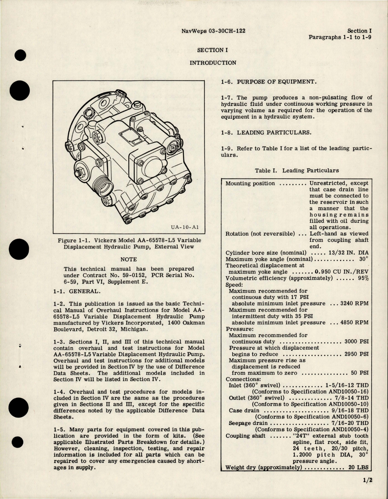Sample page 5 from AirCorps Library document: Overhaul Instructions for Variable Displacement Hydraulic Pump Assembly - Model AA-65578-L5 