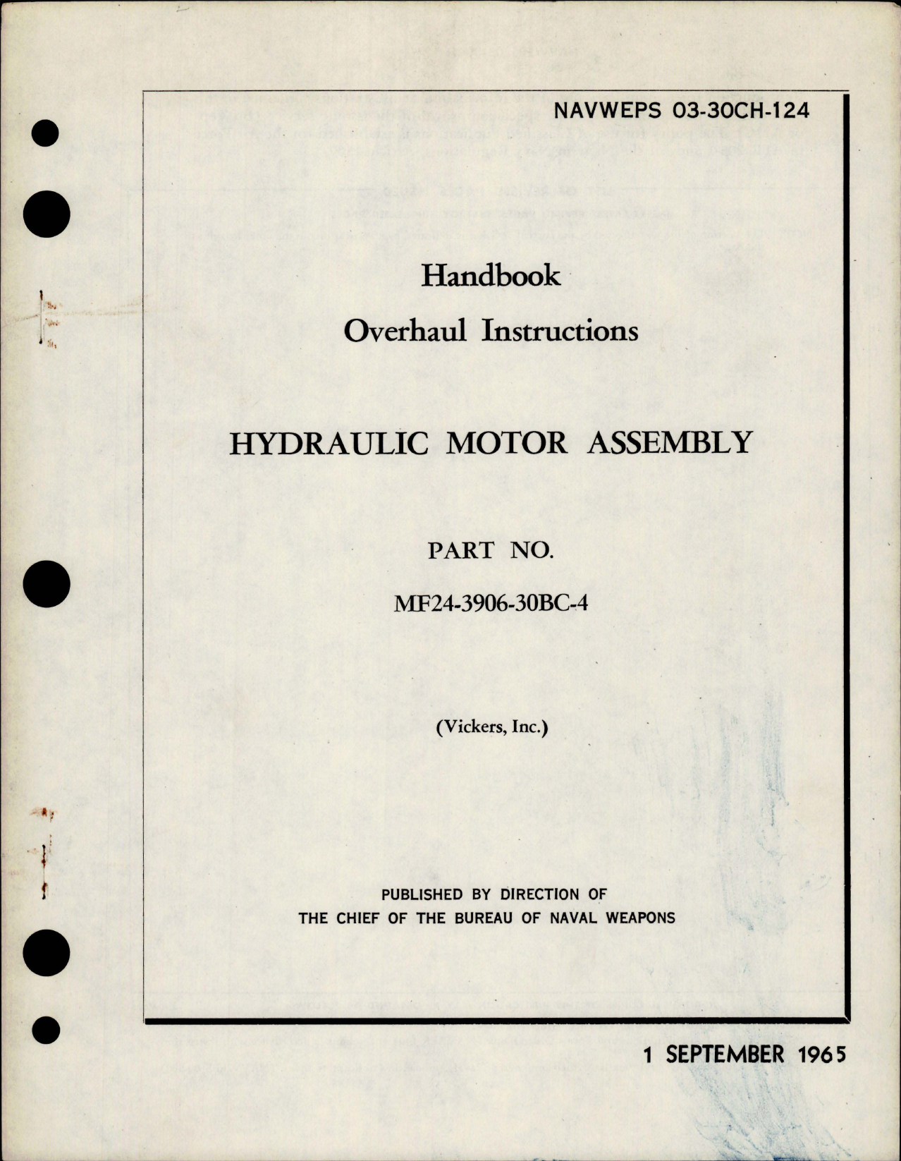 Sample page 1 from AirCorps Library document: Overhaul Instructions for Hydraulic Motor Assembly - Part MF24-3906-30BC-4 