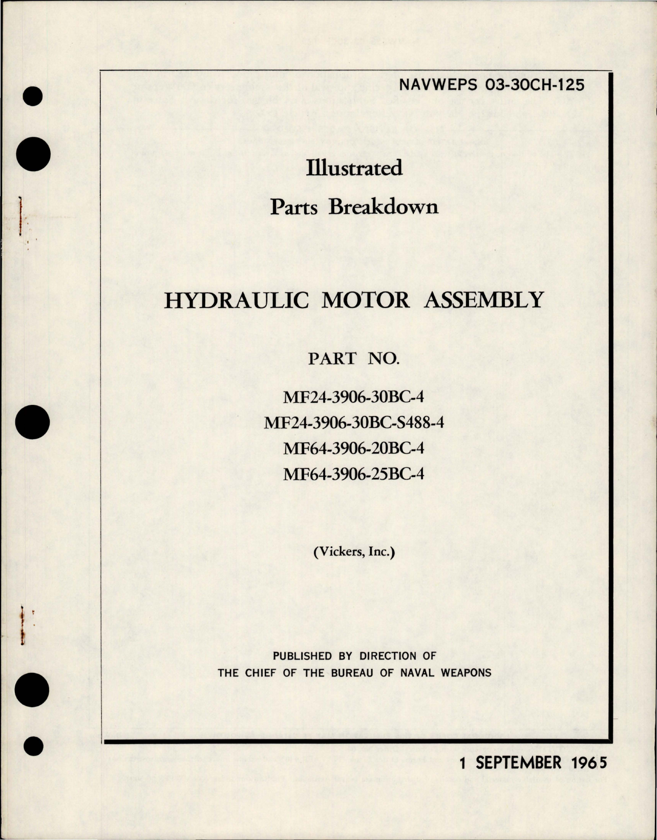 Sample page 1 from AirCorps Library document: Illustrated Parts Breakdown for Hydraulic Motor Assembly 