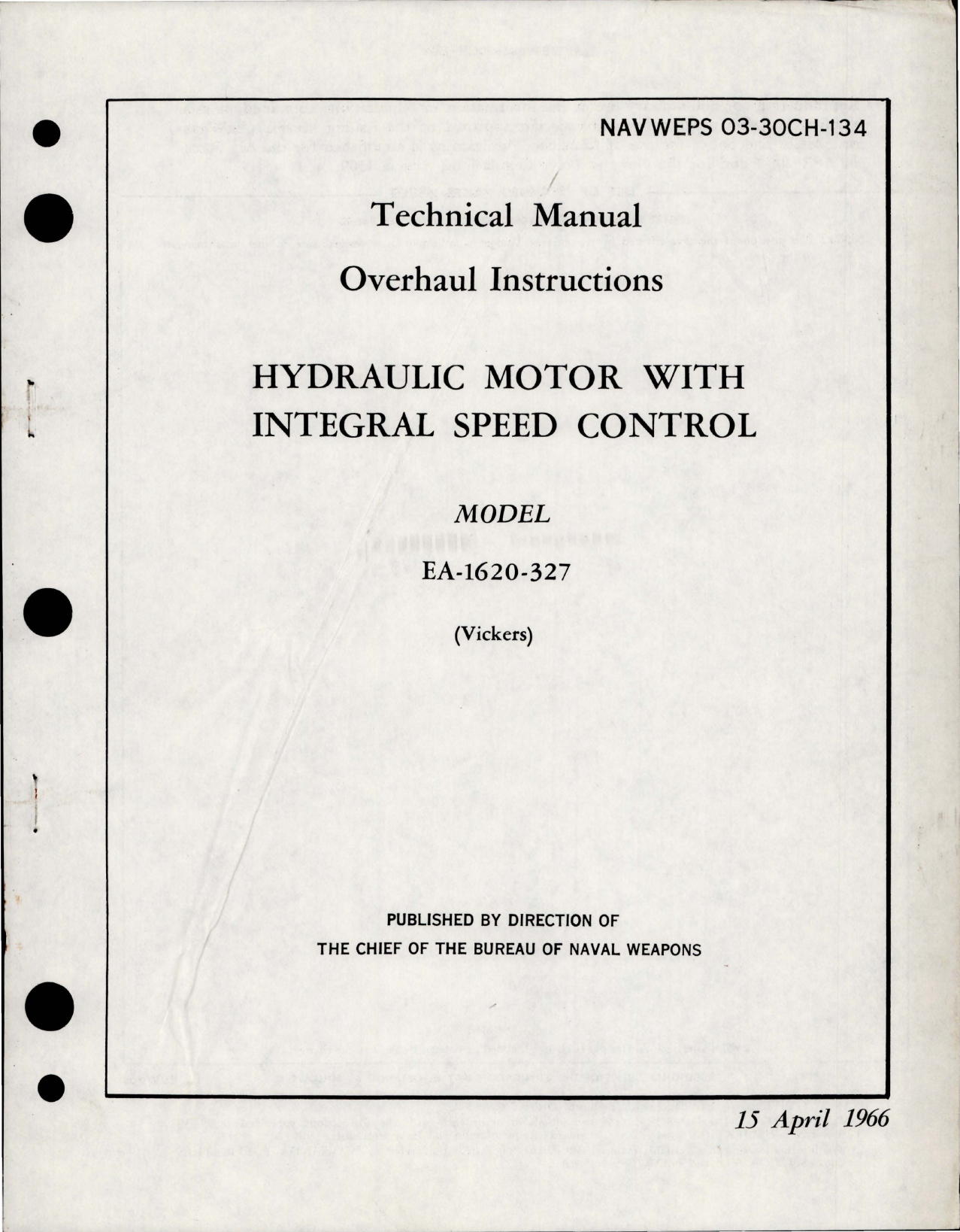 Sample page 1 from AirCorps Library document: Overhaul Instructions for Hydraulic Motor with Integral Speed Control - Model EA-1620-327 