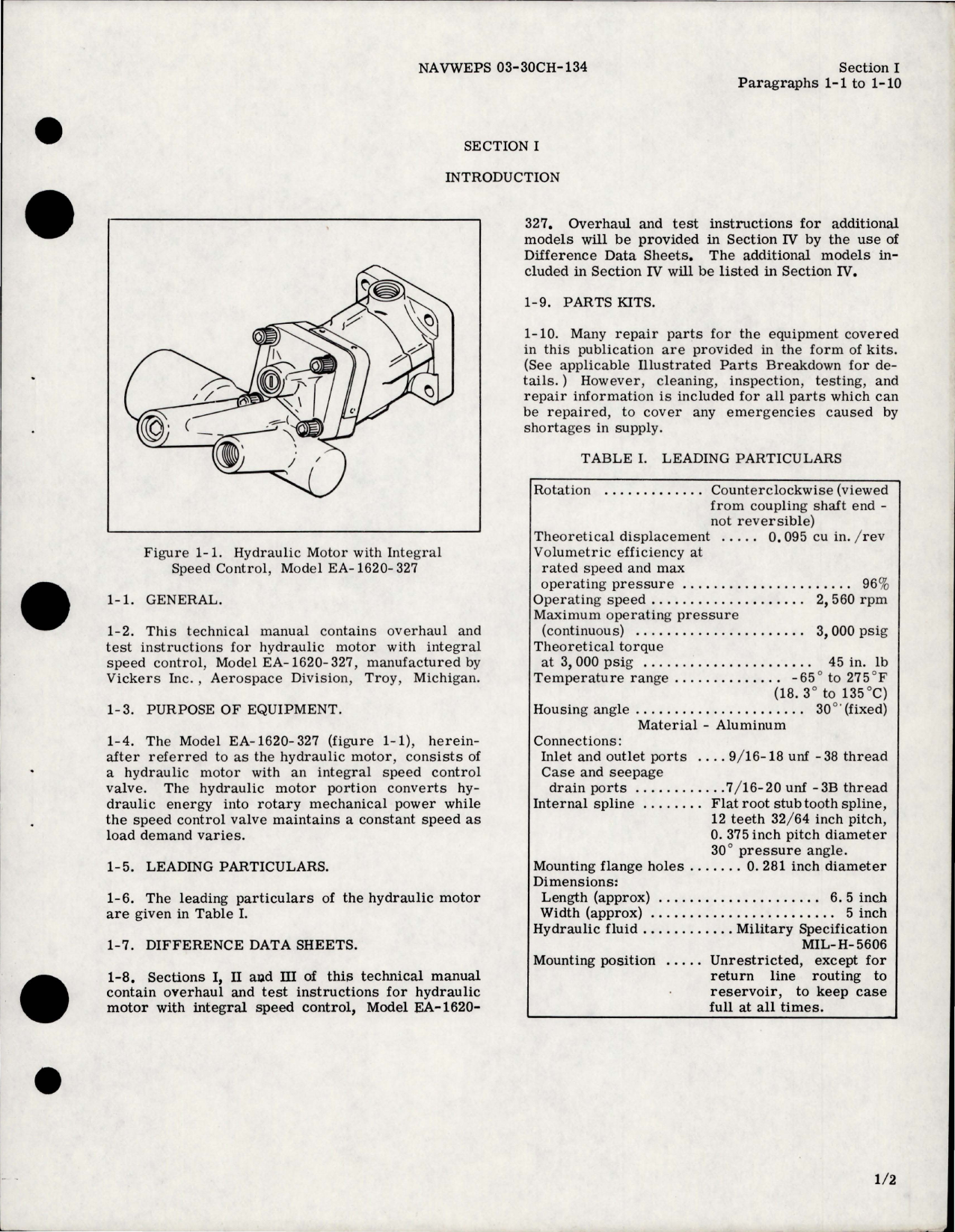 Sample page 5 from AirCorps Library document: Overhaul Instructions for Hydraulic Motor with Integral Speed Control - Model EA-1620-327 