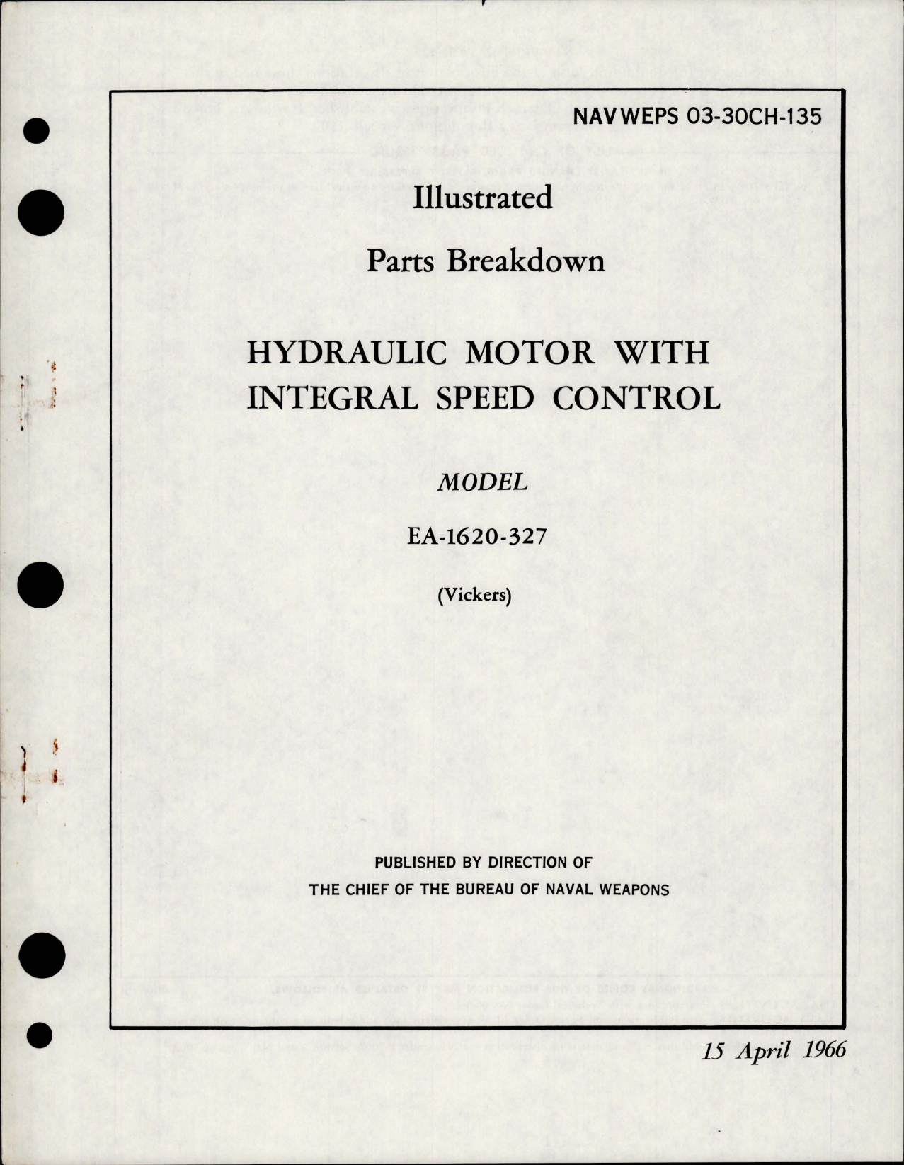 Sample page 1 from AirCorps Library document: Illustrated Parts Breakdown for Hydraulic Motor w Integral Speed Control - Model EA-1620-327 