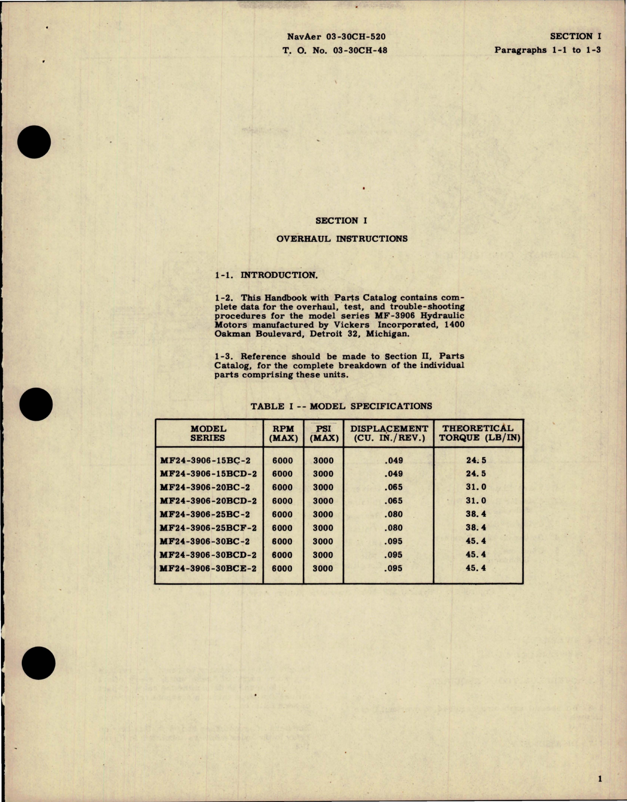 Sample page 5 from AirCorps Library document: Overhaul Instructions with Parts Catalog for Hydraulic Motors - Models MF24-3906 Series
