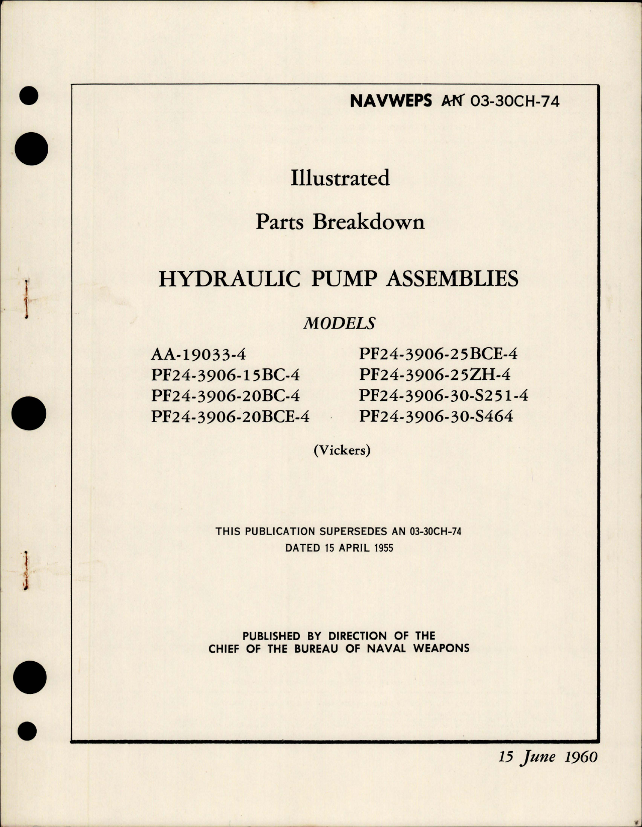 Sample page 1 from AirCorps Library document: Illustrated Parts Breakdown for Hydraulic Pump Assemblies