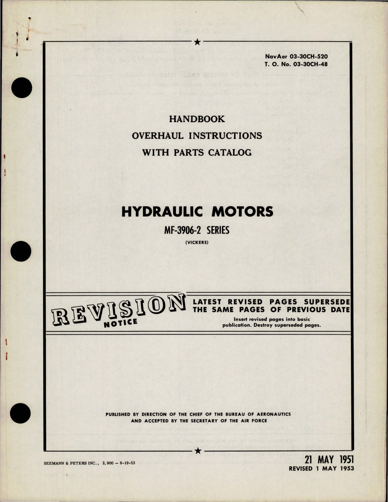 Sample page 1 from AirCorps Library document: Overhaul Instructions with Parts Catalog for Hydraulic Motors - Models MF-3906-2 Series 