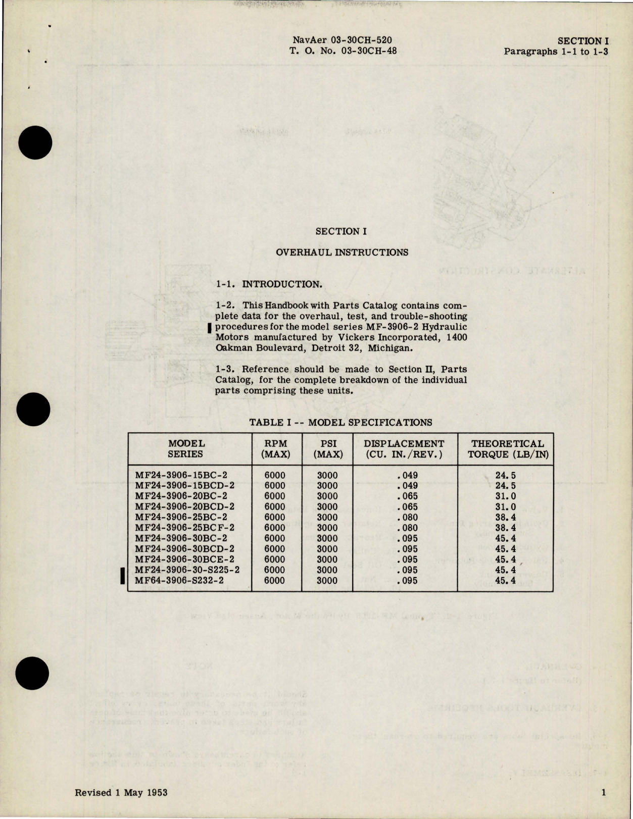 Sample page 5 from AirCorps Library document: Overhaul Instructions with Parts Catalog for Hydraulic Motors - Models MF-3906-2 Series 