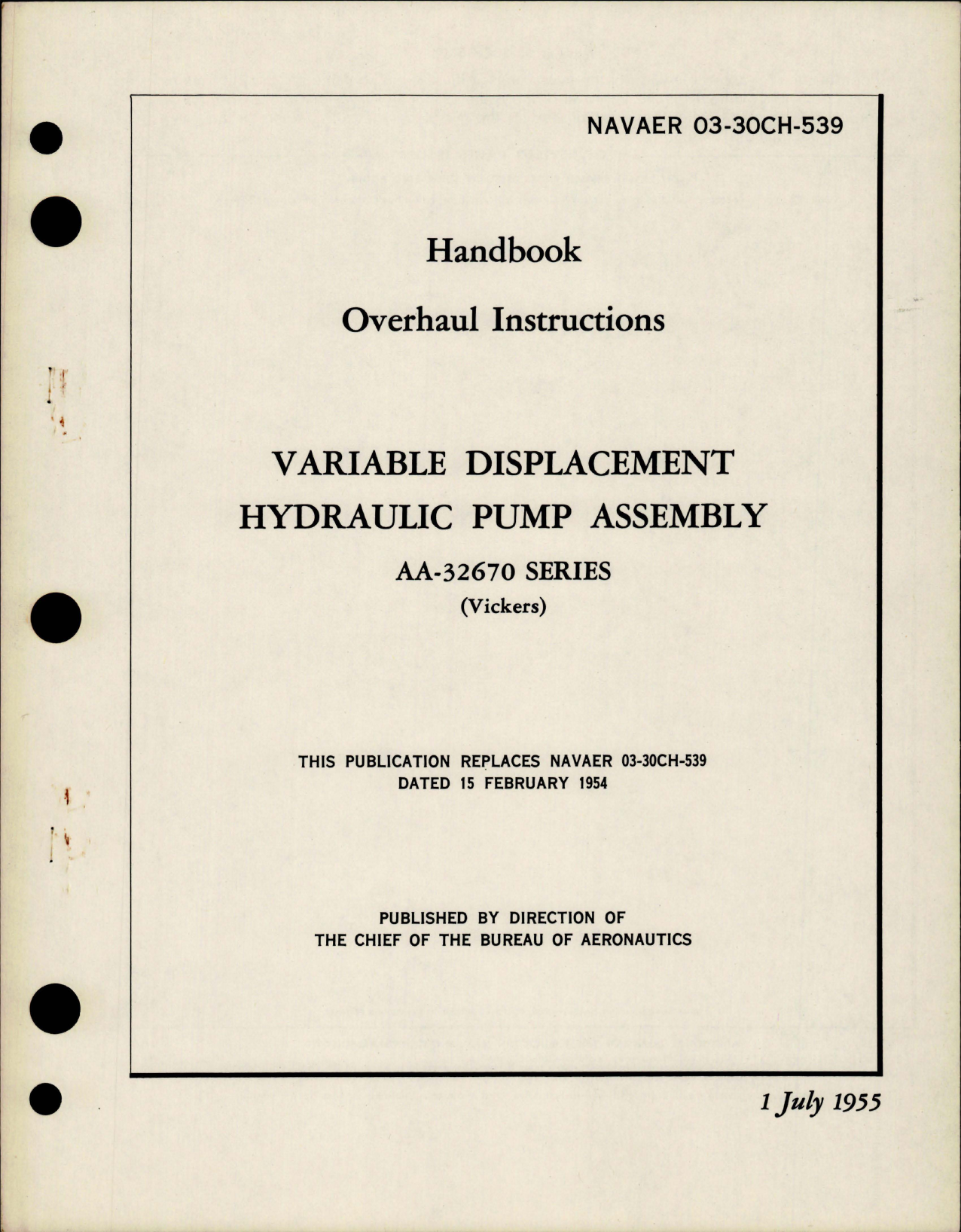 Sample page 1 from AirCorps Library document: Overhaul Instructions for Variable Displacement Hydraulic Pump Assembly - AA-32670 Series
