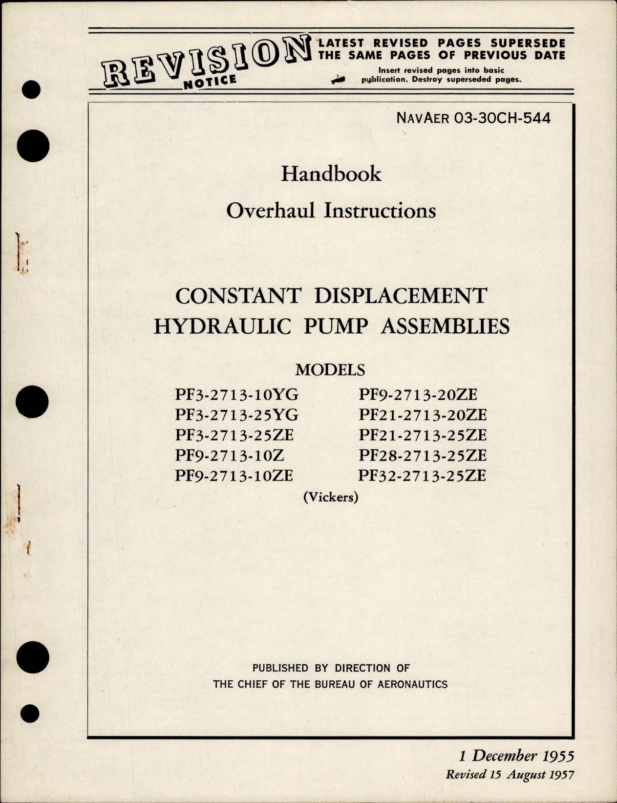 Sample page 1 from AirCorps Library document: Overhaul Instructions for Constant Displacement Hydraulic Pump Assemblies 