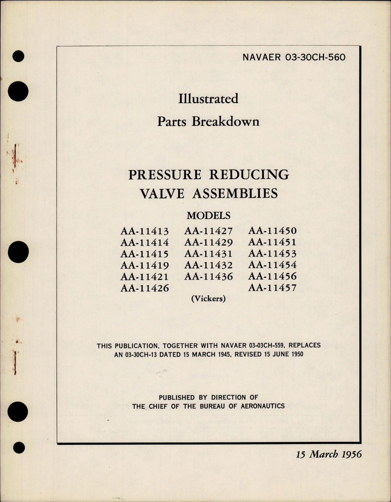 Sample page 1 from AirCorps Library document: Illustrated Parts Breakdown for Pressure Reducing Valve Assemblies - Model AA-114 Series