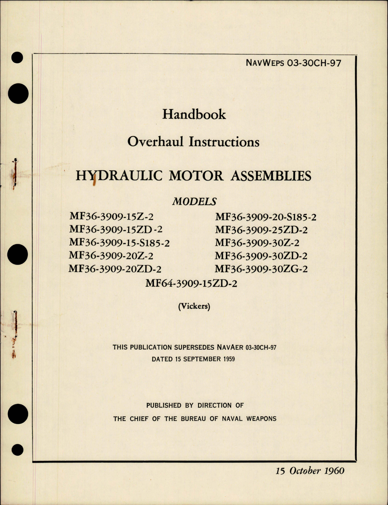 Sample page 1 from AirCorps Library document: Overhaul Instructions for Hydraulic Motor Assemblies