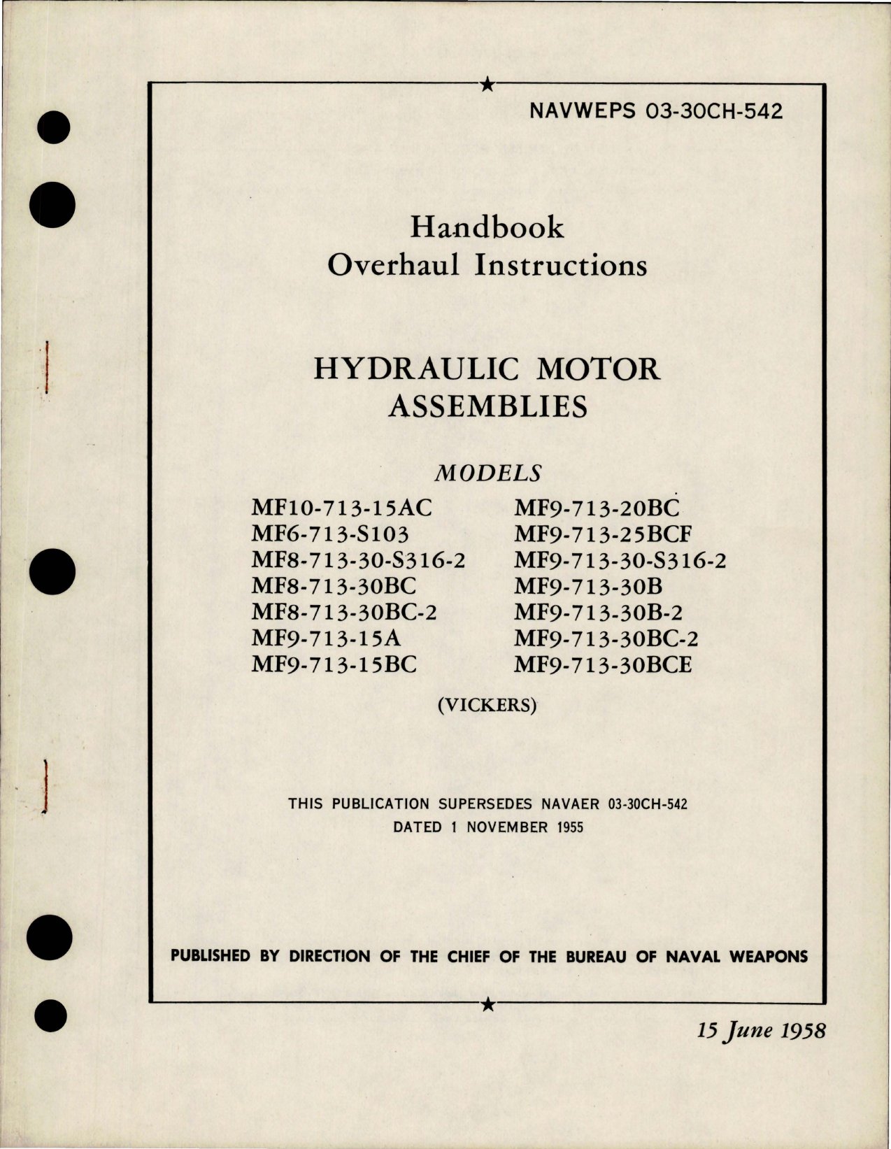 Sample page 1 from AirCorps Library document: Overhaul Instructions for Hydraulic Motor Assemblies