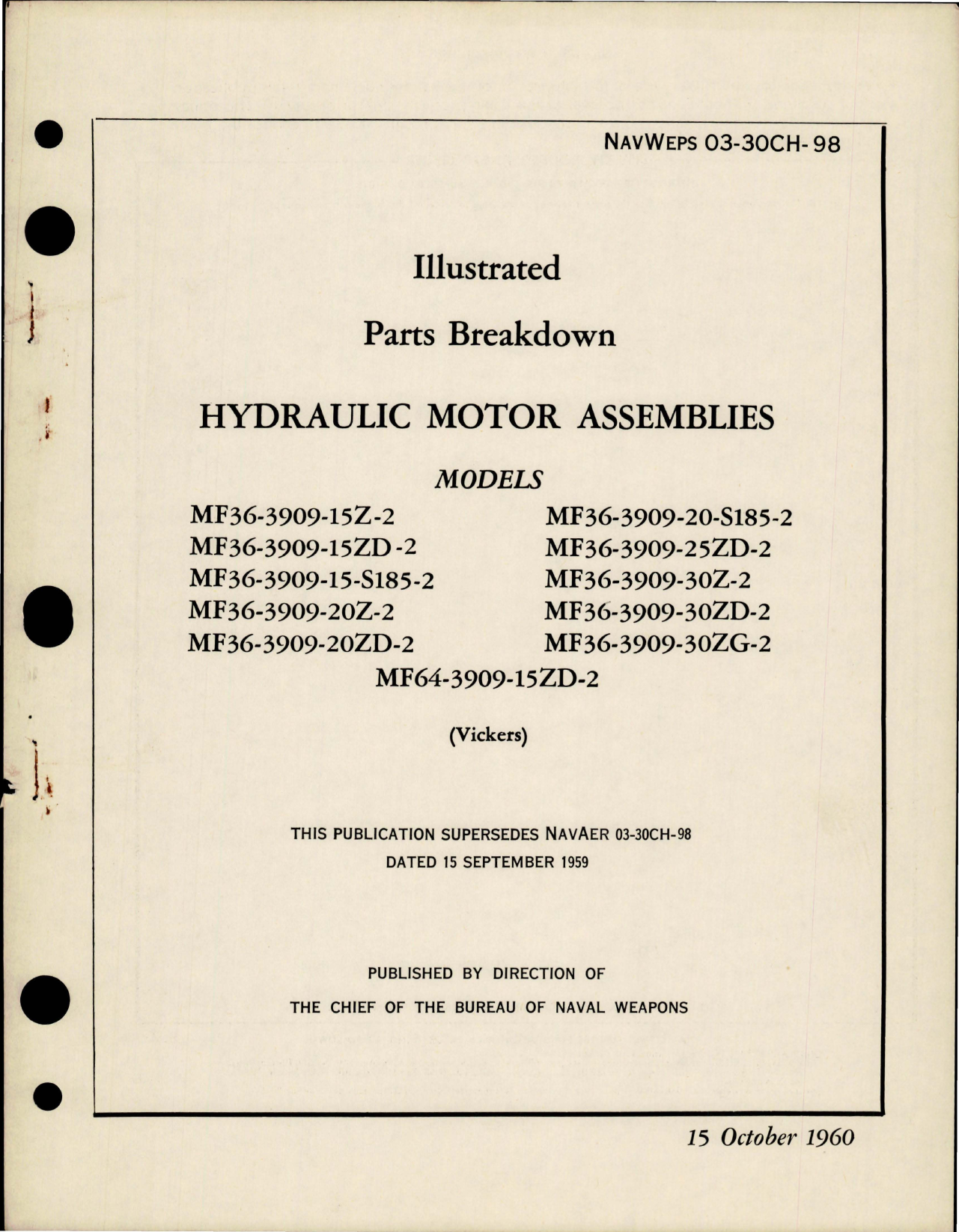 Sample page 1 from AirCorps Library document: Illustrated Parts Breakdown for Hydraulic Motor Assemblies