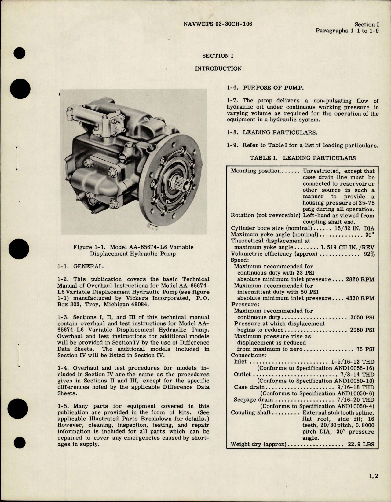 Sample page 5 from AirCorps Library document: Overhaul Instructions for Hydraulic Pump Assembly - Model AA-65674-L6