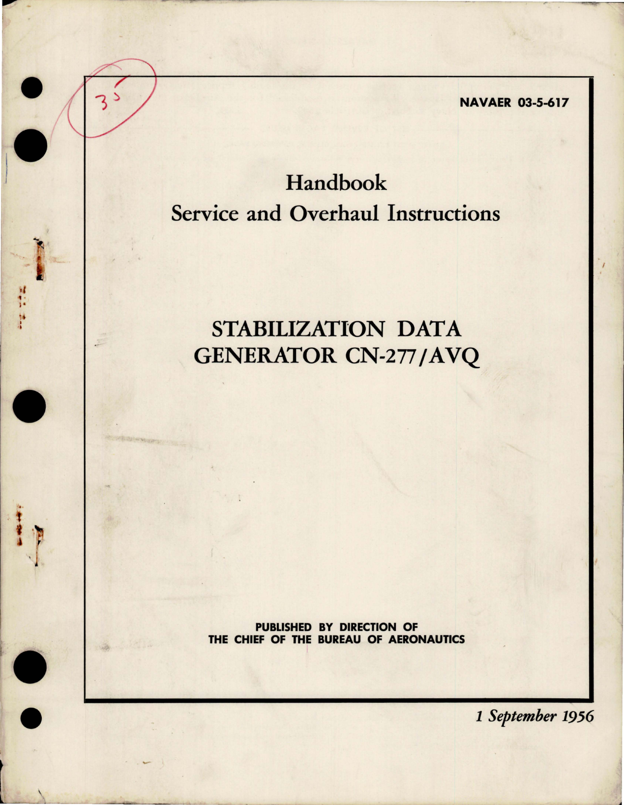 Sample page 1 from AirCorps Library document: Service and Overhaul Instructions for Stabilization Data Generator CN-277-AVQ