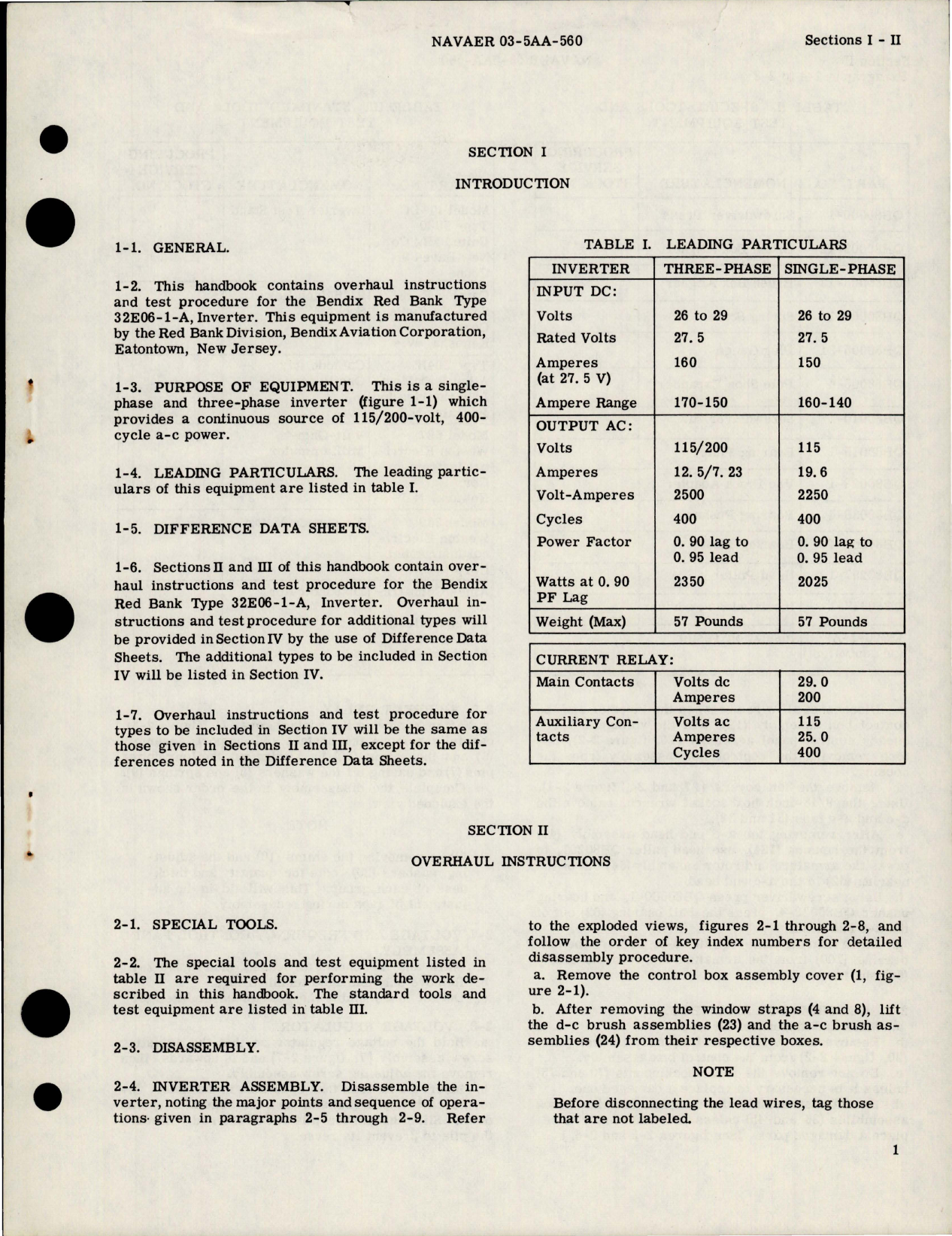Sample page 5 from AirCorps Library document: Overhaul Instructions for Inverter - Type 32E06-1-A 