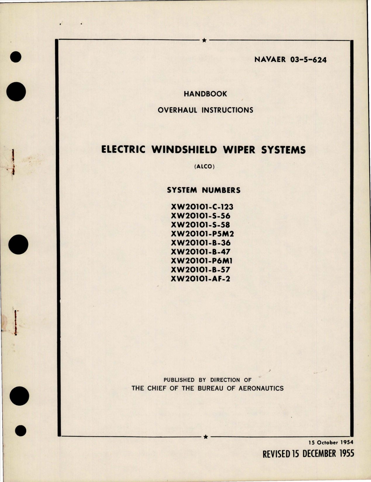 Sample page 1 from AirCorps Library document: Overhaul Instructions for Electric Windshield Wiper Systems XW20101 Series 