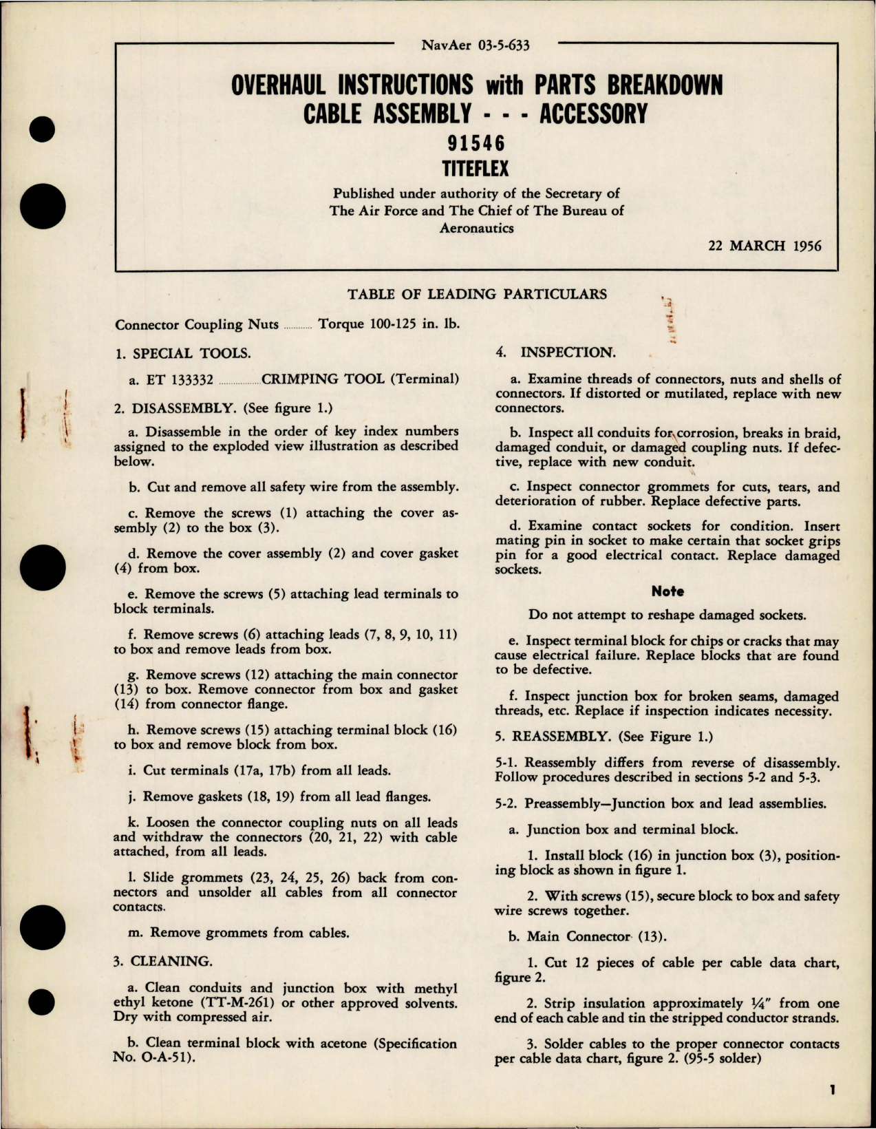 Sample page 1 from AirCorps Library document: Overhaul Instructions with Parts Breakdown for Cable Assembly Accessory - 91546 