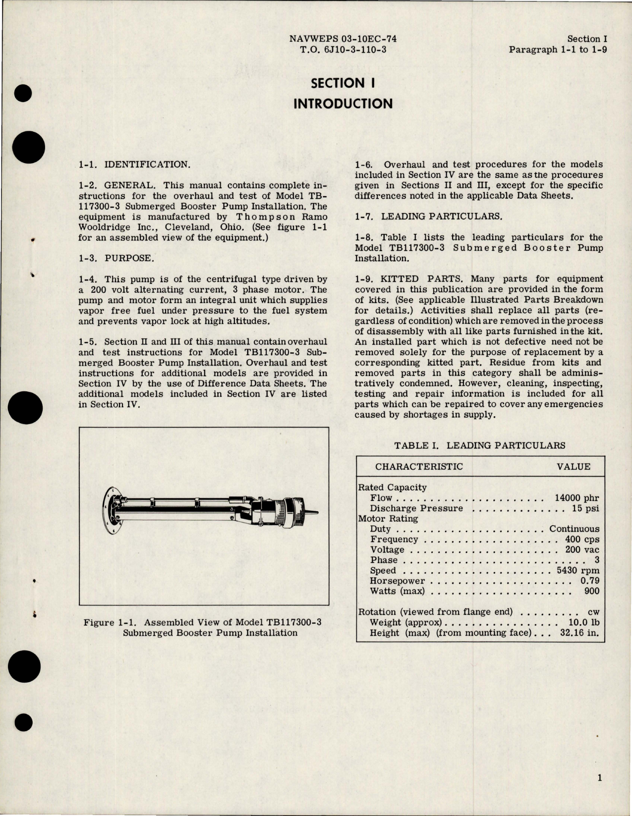 Sample page 7 from AirCorps Library document: Overhaul Instructions for Submerged Booster Pump - Models TB117300-3, TB117300-5, and 245200-1 