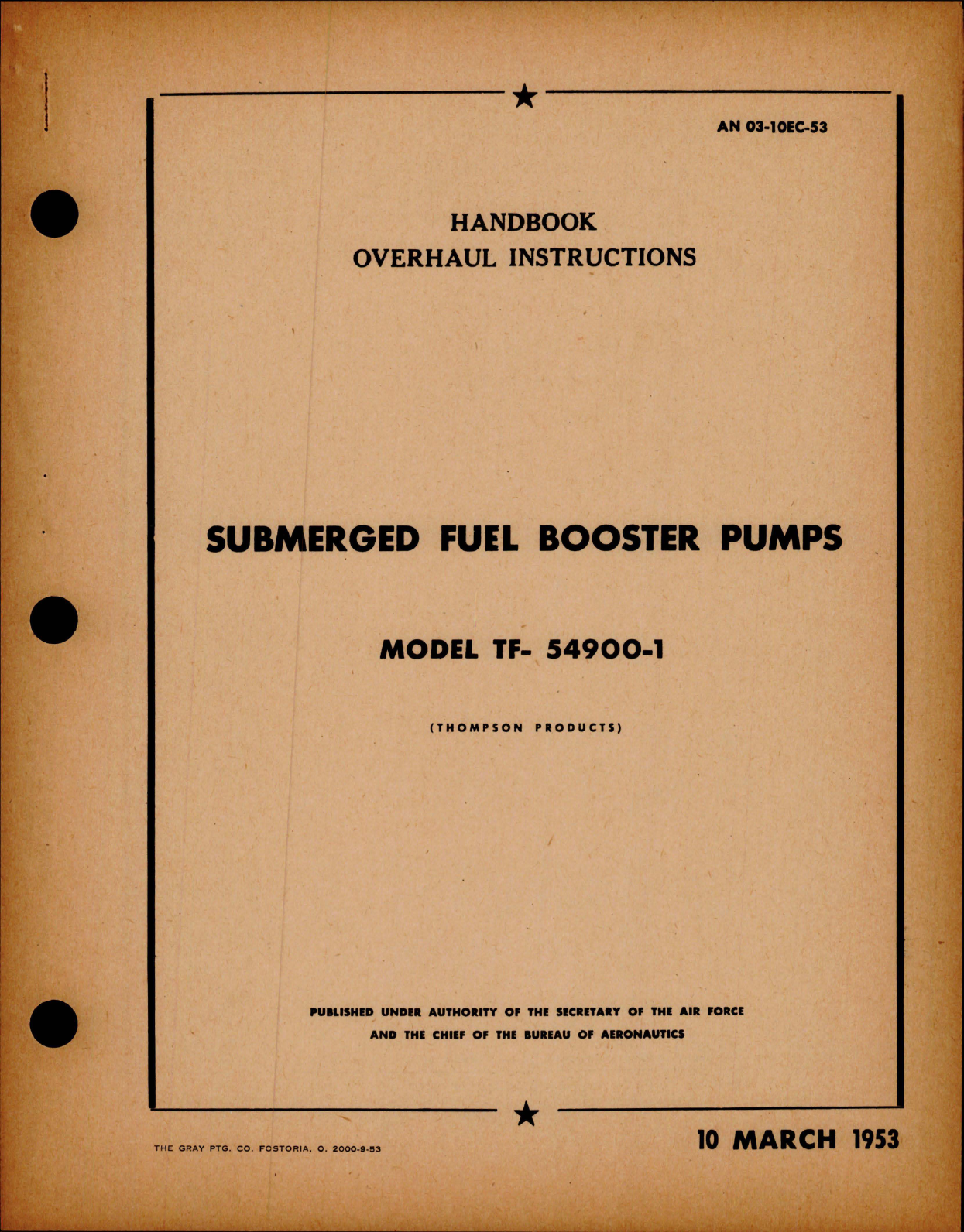 Sample page 1 from AirCorps Library document: Overhaul Instructions for Submerged Fuel Booster Pumps - TF-54900-1