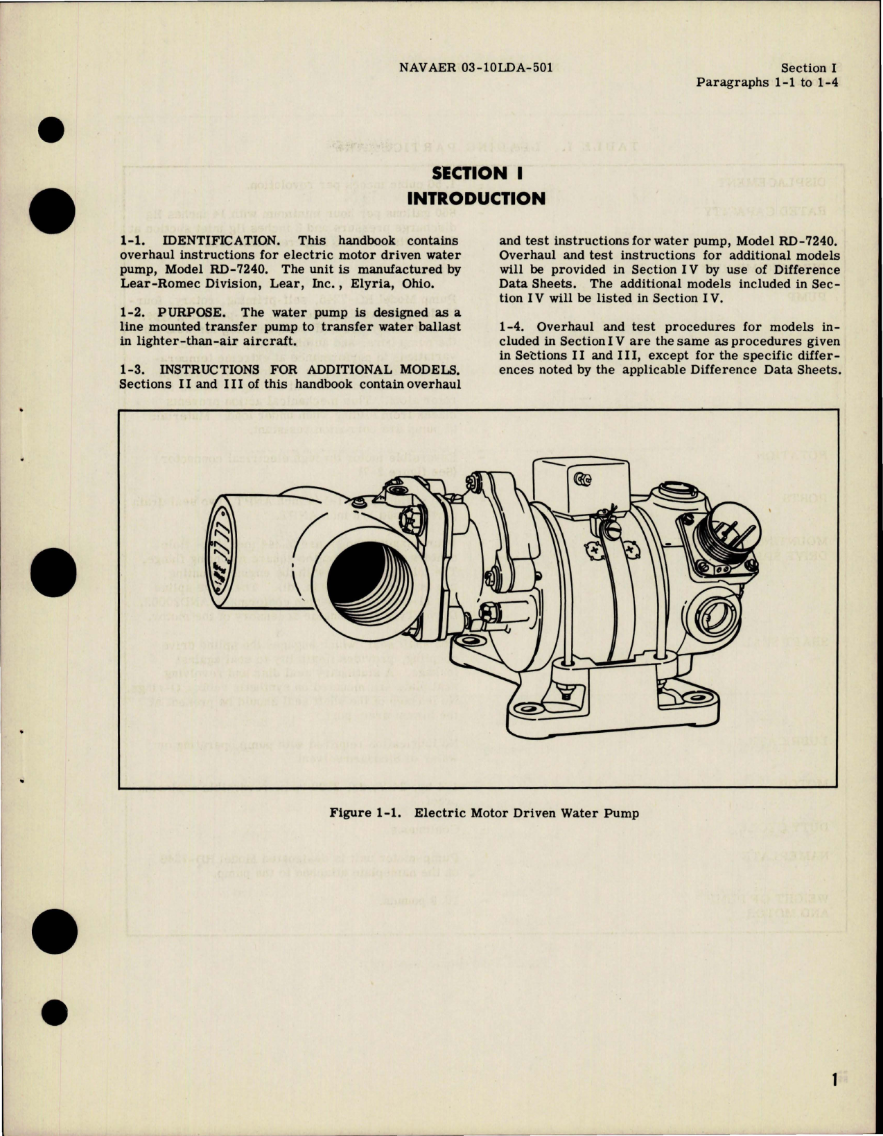 Sample page 5 from AirCorps Library document: Overhaul Instructions for Electric Motor Driven Water Pump - Model RD-7240 