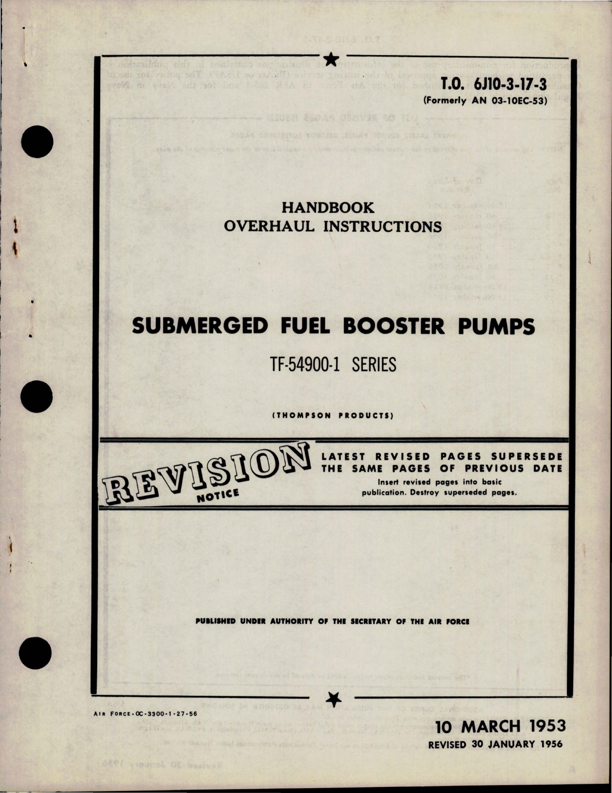 Sample page 1 from AirCorps Library document: Overhaul Instructions for Submerged Fuel Booster Pumps - TF-54900-1 Series 