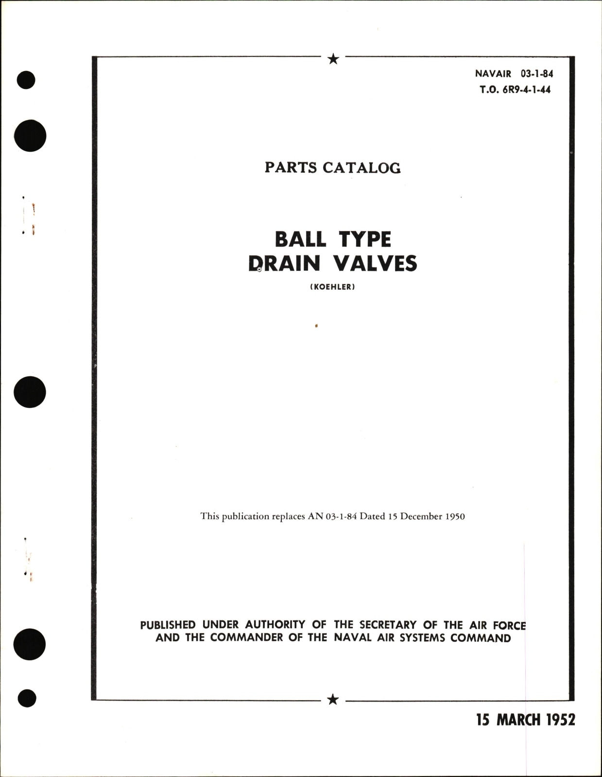 Sample page 1 from AirCorps Library document: Parts Catalog for Ball Type Drain Valves