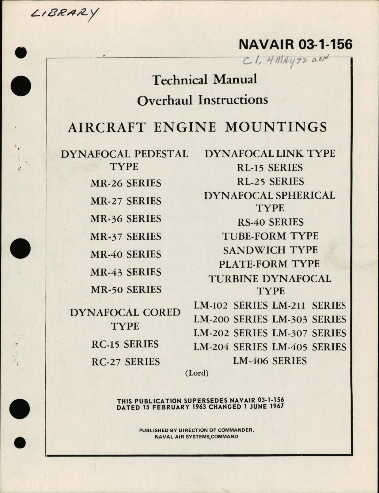 Sample page 1 from AirCorps Library document: Overhaul Instructions for Aircraft Engine Mounts 