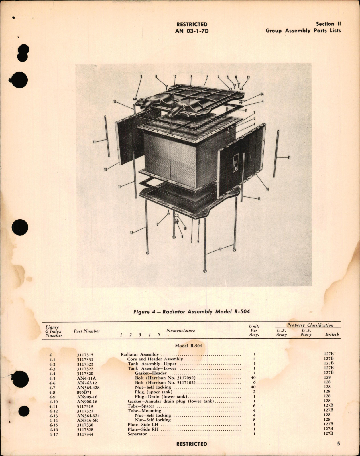 Sample page 7 from AirCorps Library document: Parts Catalog for Coolant Radiators Models R-502A, -503, -504, -506, -510, -511 & Coolant Radiator & Oil Cooler Model ARCV-1