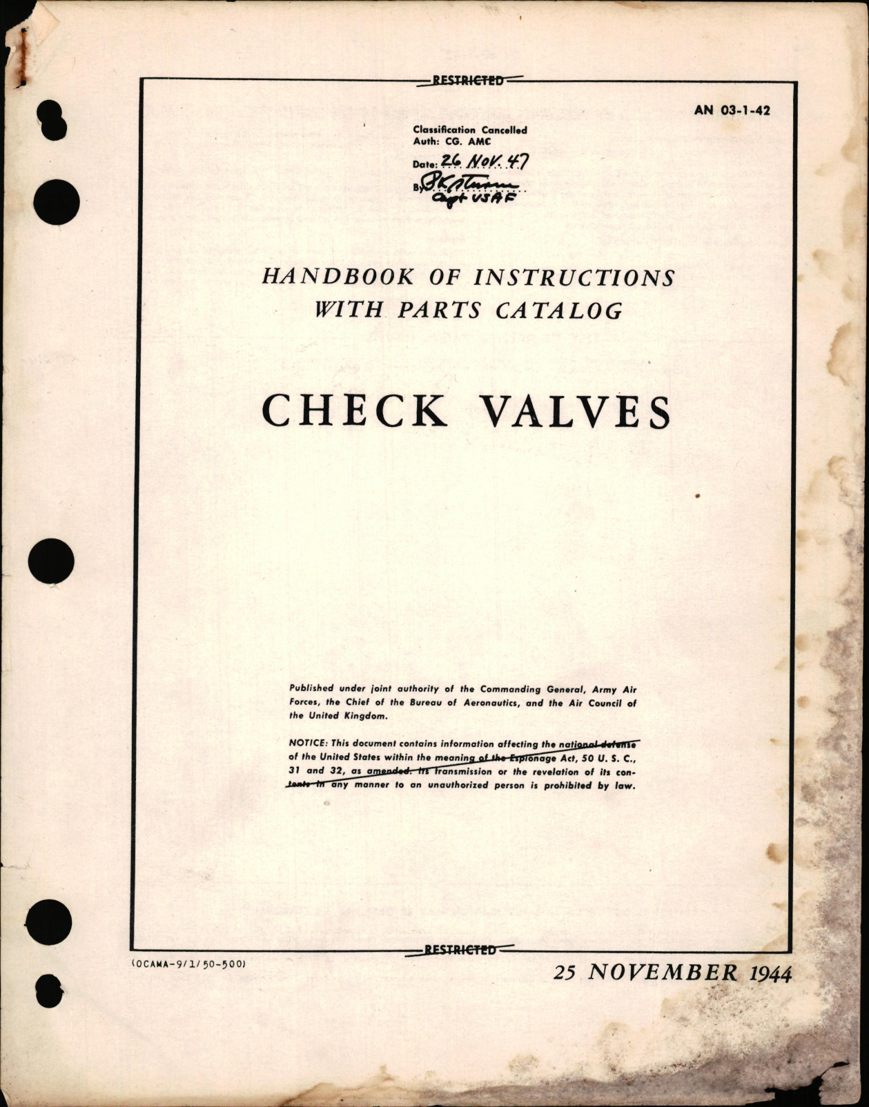 Sample page 1 from AirCorps Library document: Instructions with Parts Catalog for Check Valves 