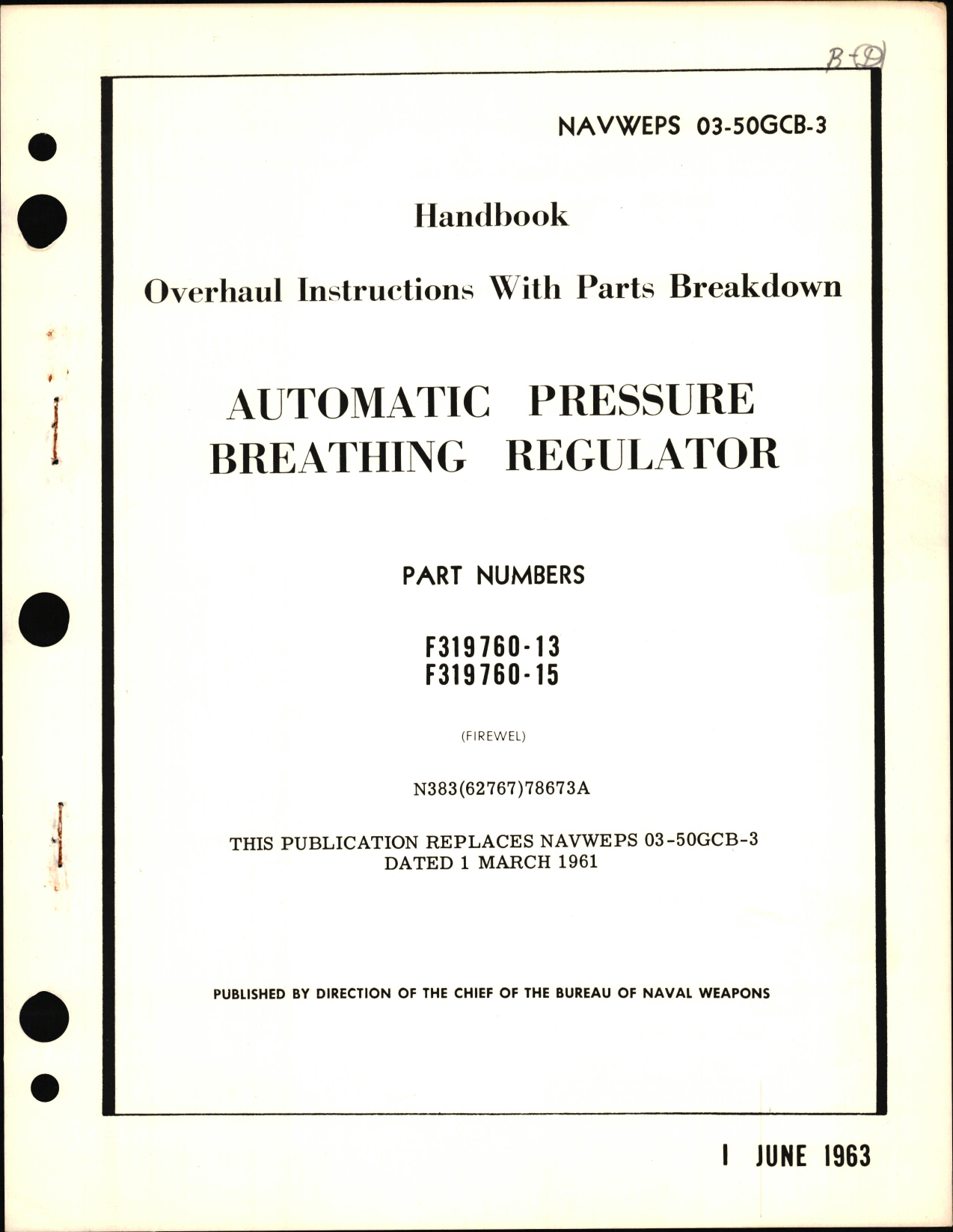 Sample page 1 from AirCorps Library document: Overhaul Instructions with Parts Breakdown for Automatic Pressure Breathing Regulator