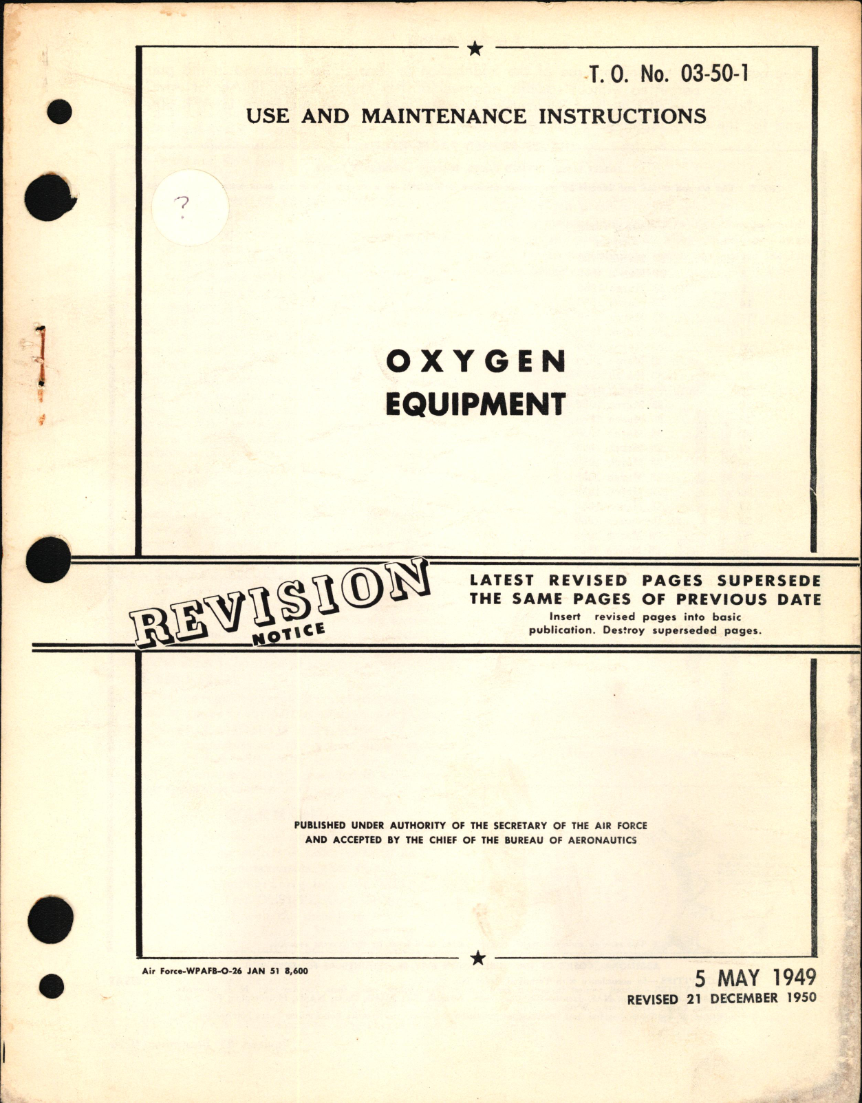 Sample page 1 from AirCorps Library document: Use and Maintenance Instructions for Oxygen Equipment