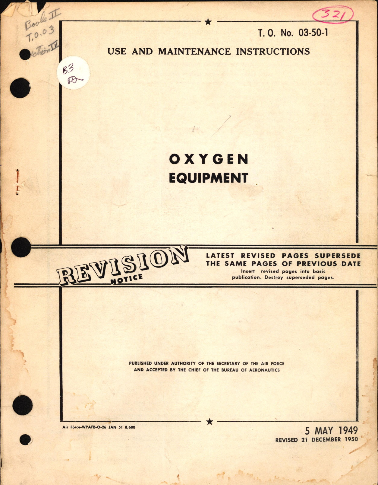 Sample page 1 from AirCorps Library document: Use and Maintenance Instructions for Oxygen Equipment