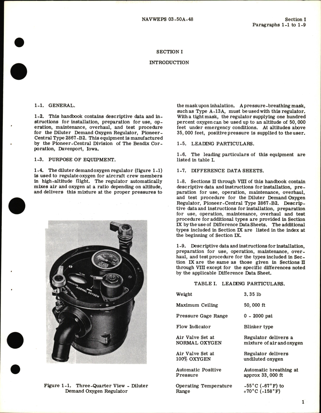 Sample page 5 from AirCorps Library document: Operation, Maintenance, & Overhaul Instructions for Diluter Demand Oxygen Regulator