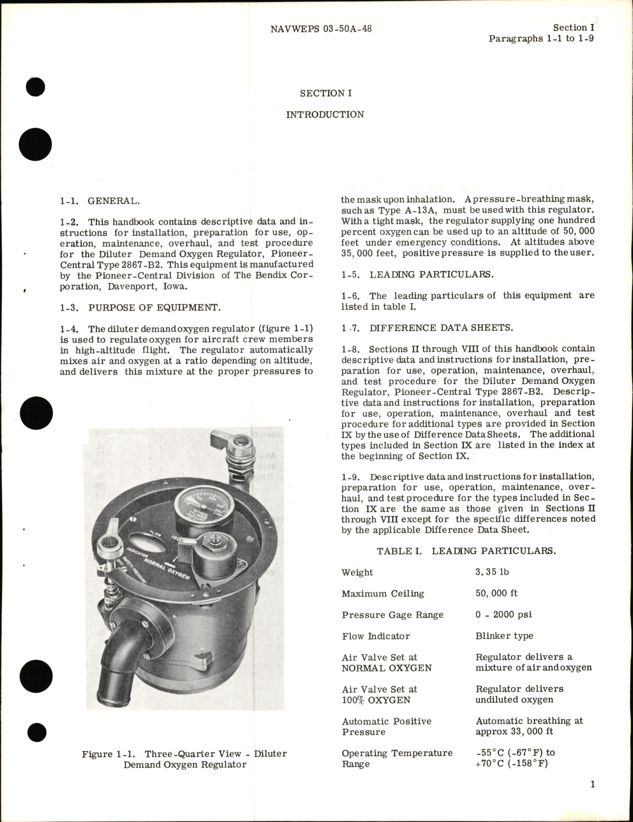 Sample page 5 from AirCorps Library document: Operation, Maintenance, & Overhaul Instructions for Diluter Demand Oxygen Regulator 