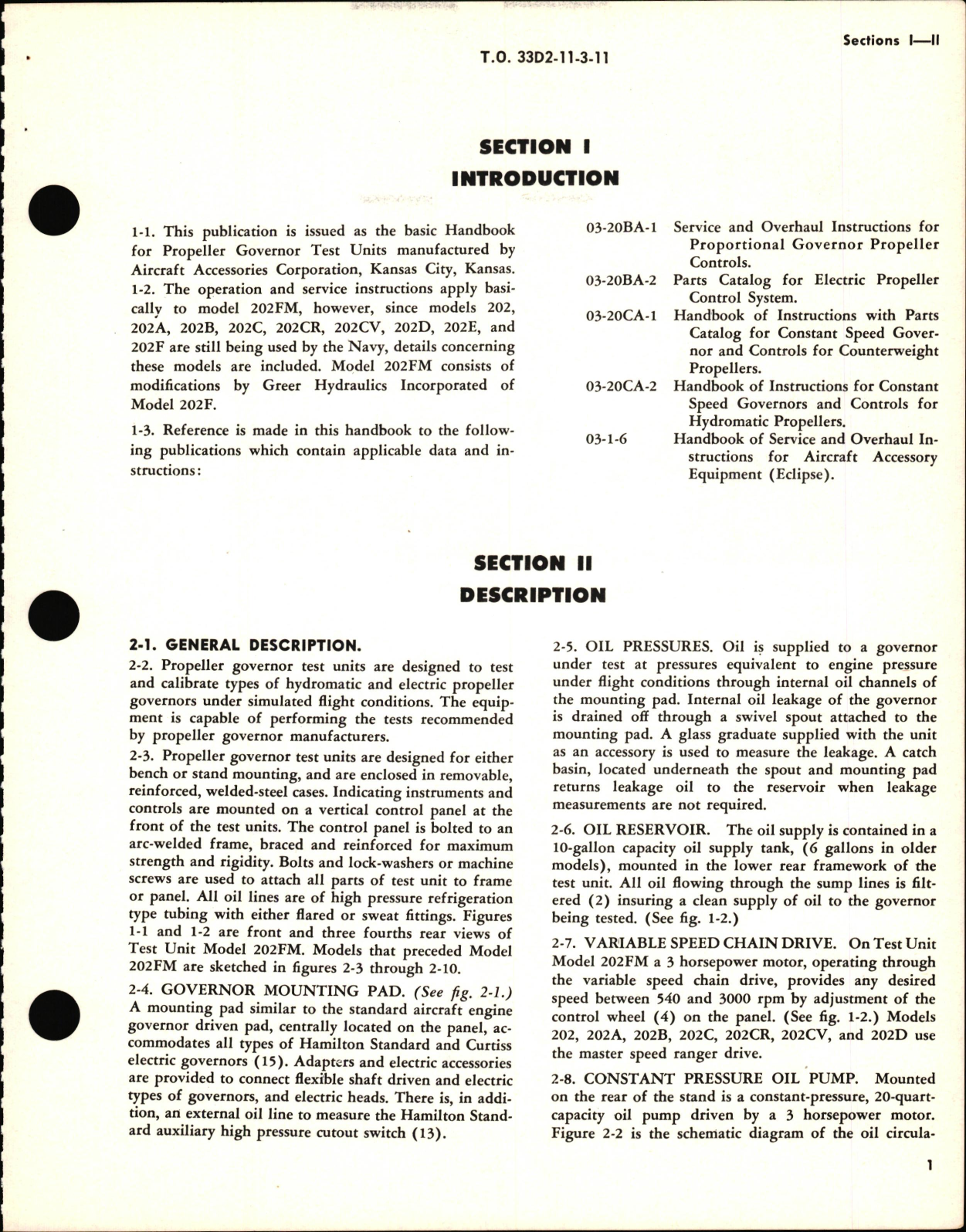 Sample page 5 from AirCorps Library document: Operation and Service Instructions for Propeller Governor Test Unit Model 202FM
