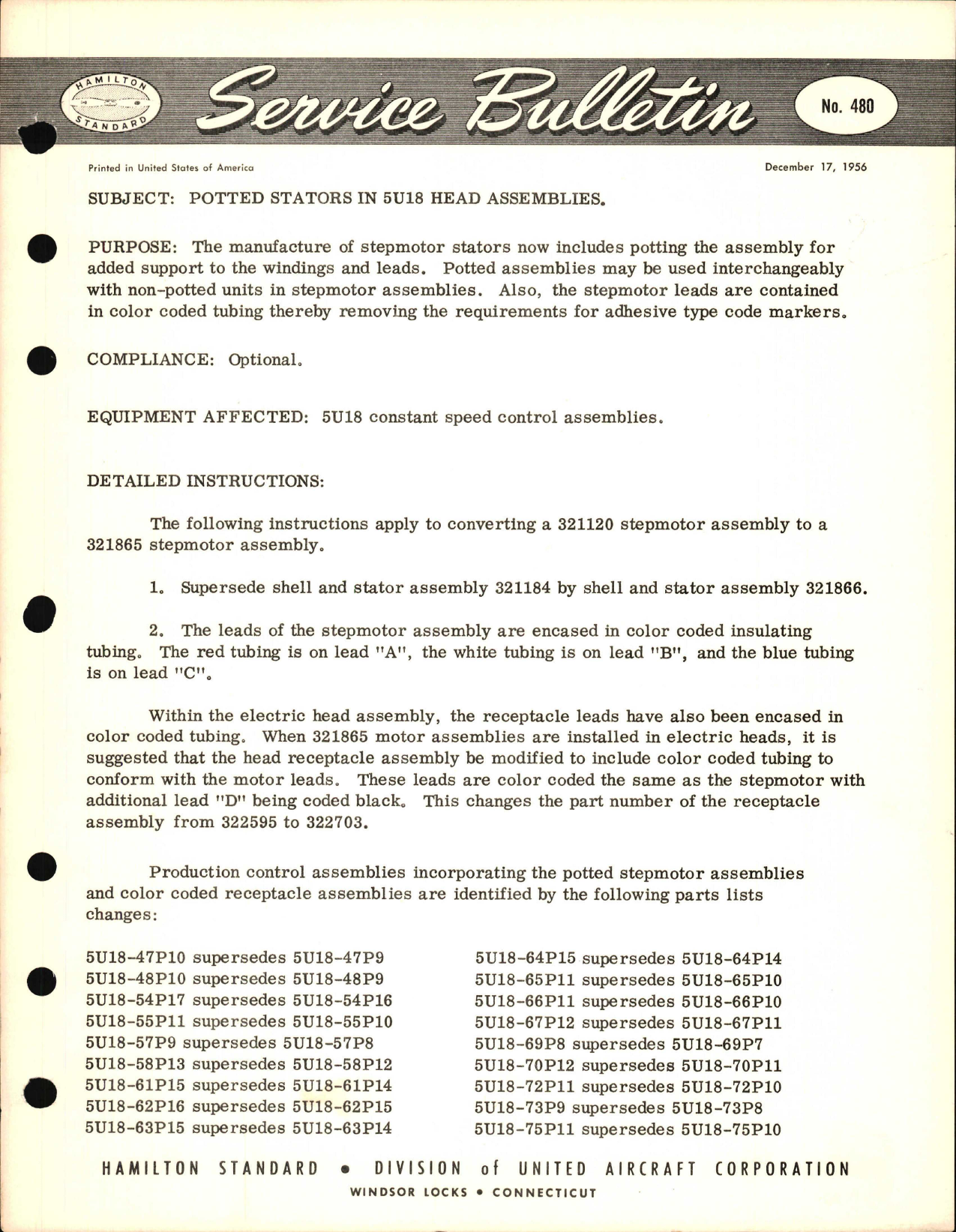 Sample page 1 from AirCorps Library document: Potted Stators in 5U18 Head Assemblies