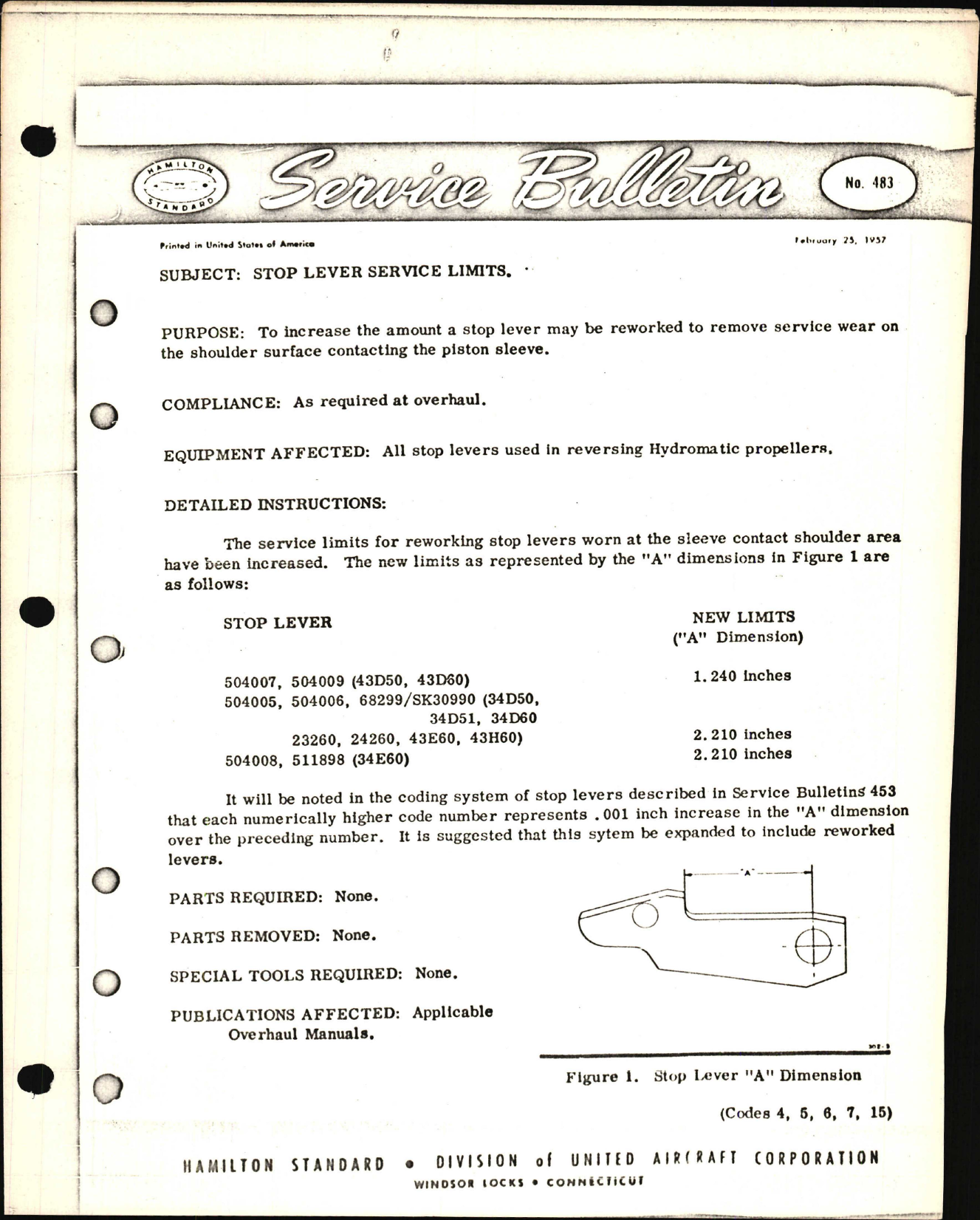 Sample page 1 from AirCorps Library document: Stop Lever Service Limits