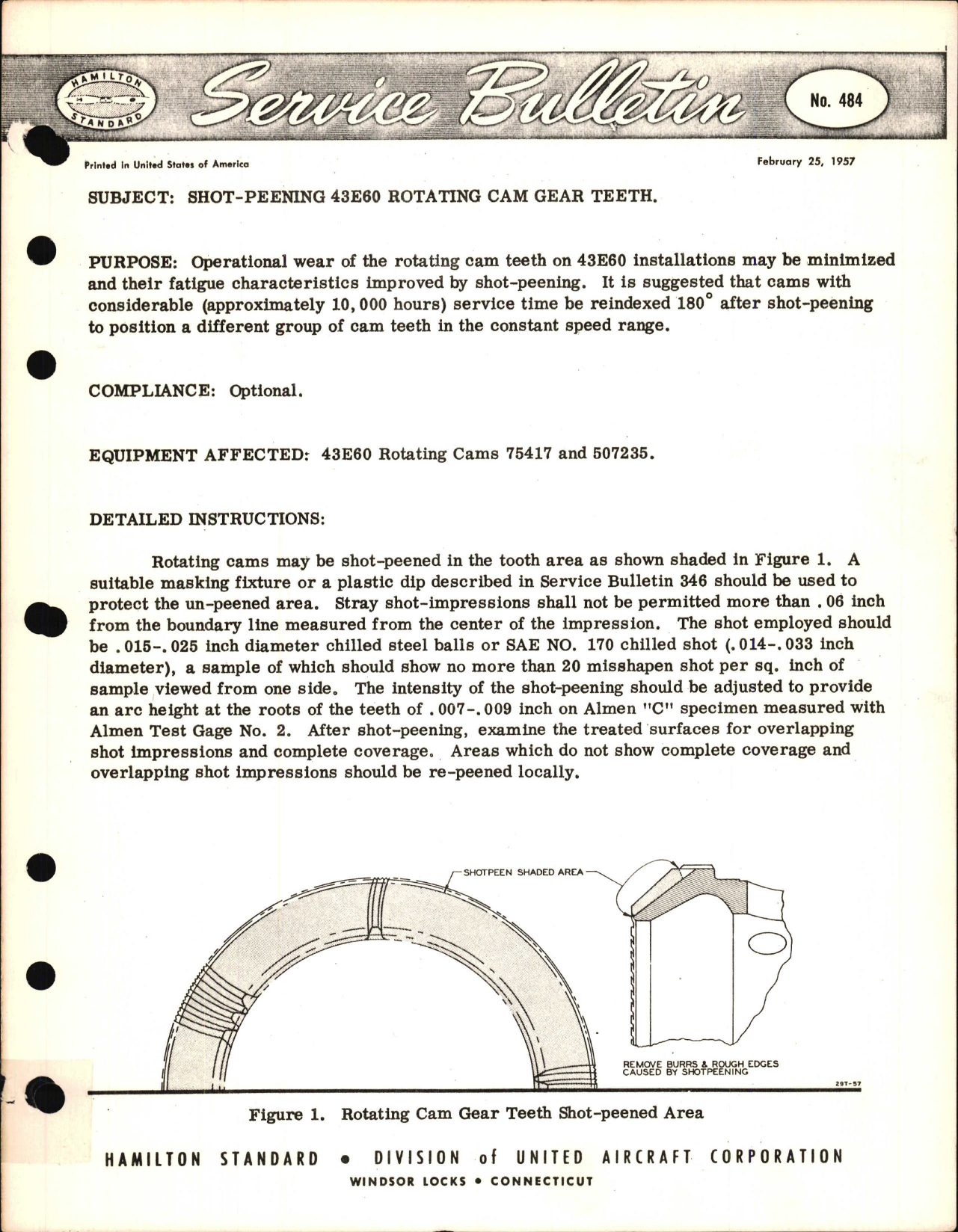 Sample page 1 from AirCorps Library document: Shot-Peening 43E60 Rotating Cam Gear Teeth