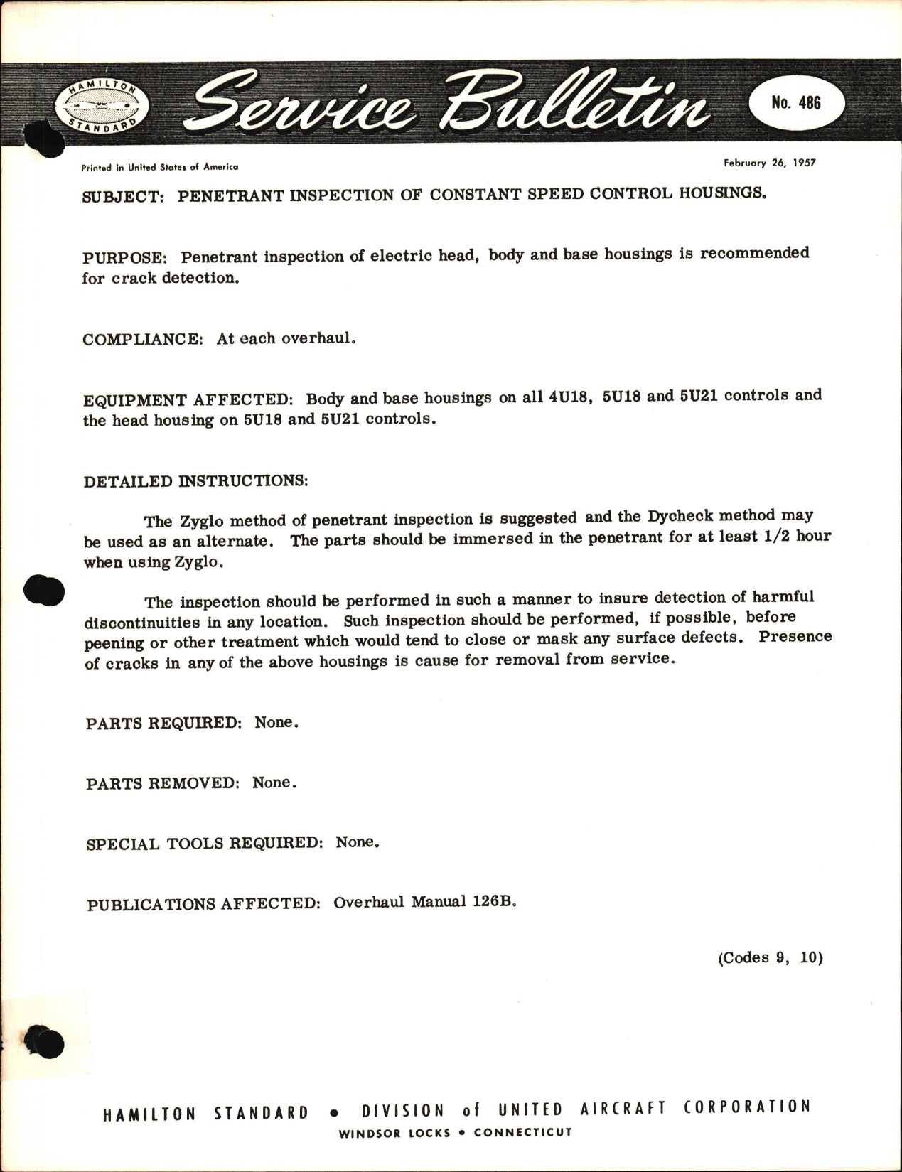 Sample page 1 from AirCorps Library document: Penetrant Inspection of Constant Speed Control Housings