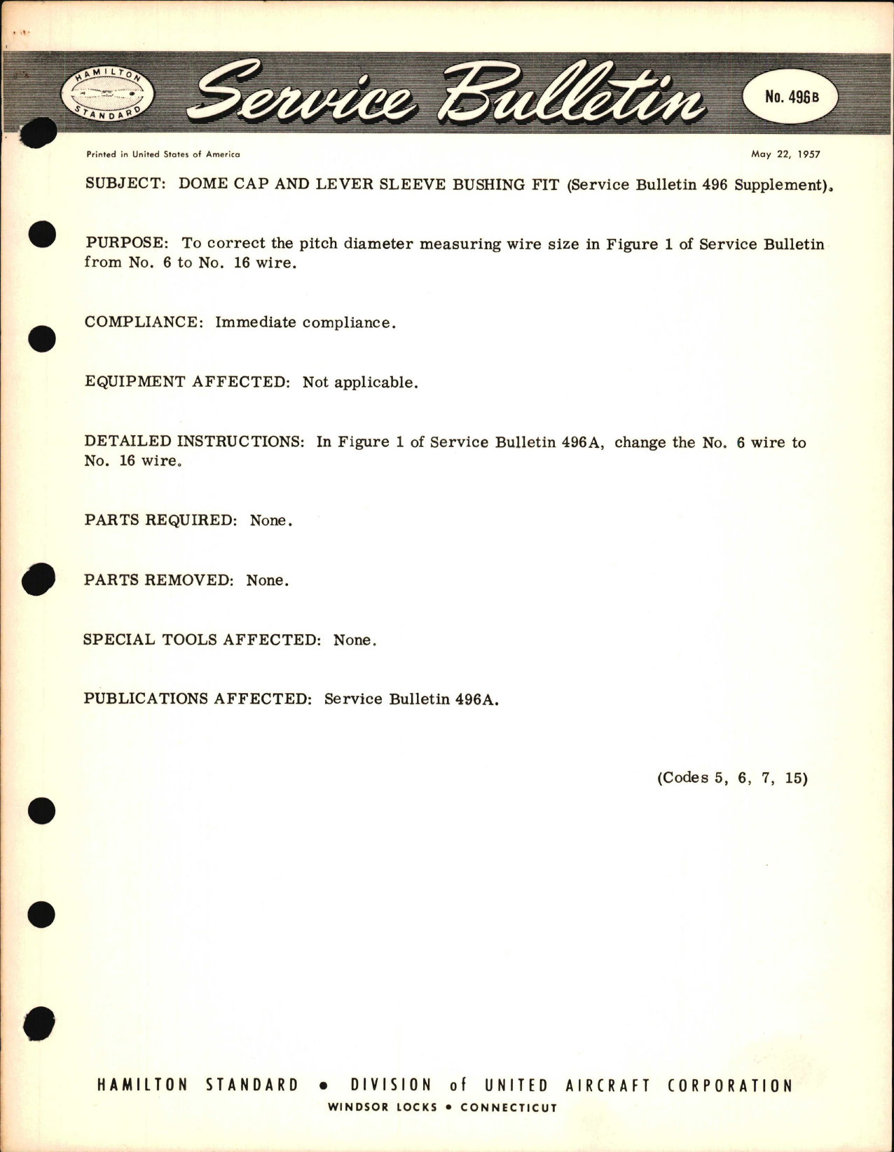 Sample page 1 from AirCorps Library document: Dome Cap and Lever Sleeve Bushing Fit