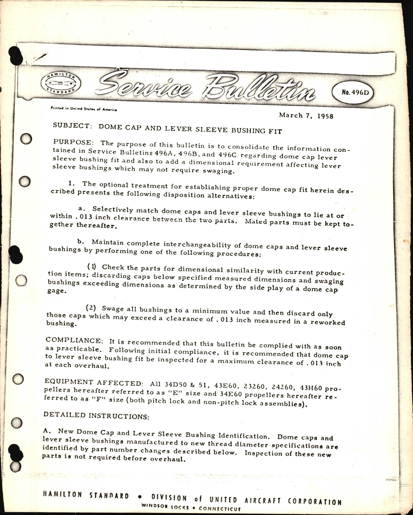 Sample page 1 from AirCorps Library document: Dome Cap and Lever Sleeve Bushing Fit