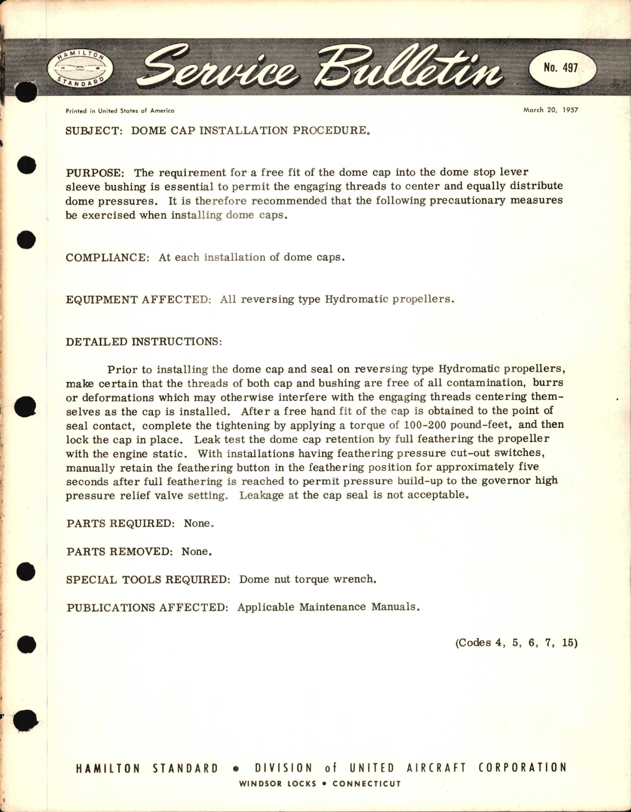 Sample page 1 from AirCorps Library document: Dome Cap Installation Procedure