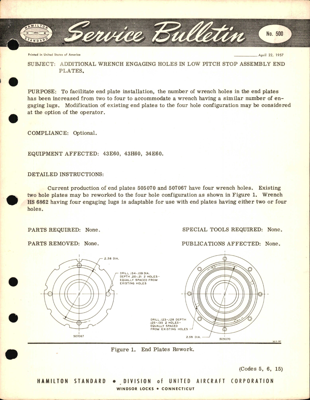 Sample page 1 from AirCorps Library document: Additional Wrench Engaging Holes in Low Pitch Stop Assembly End Plates