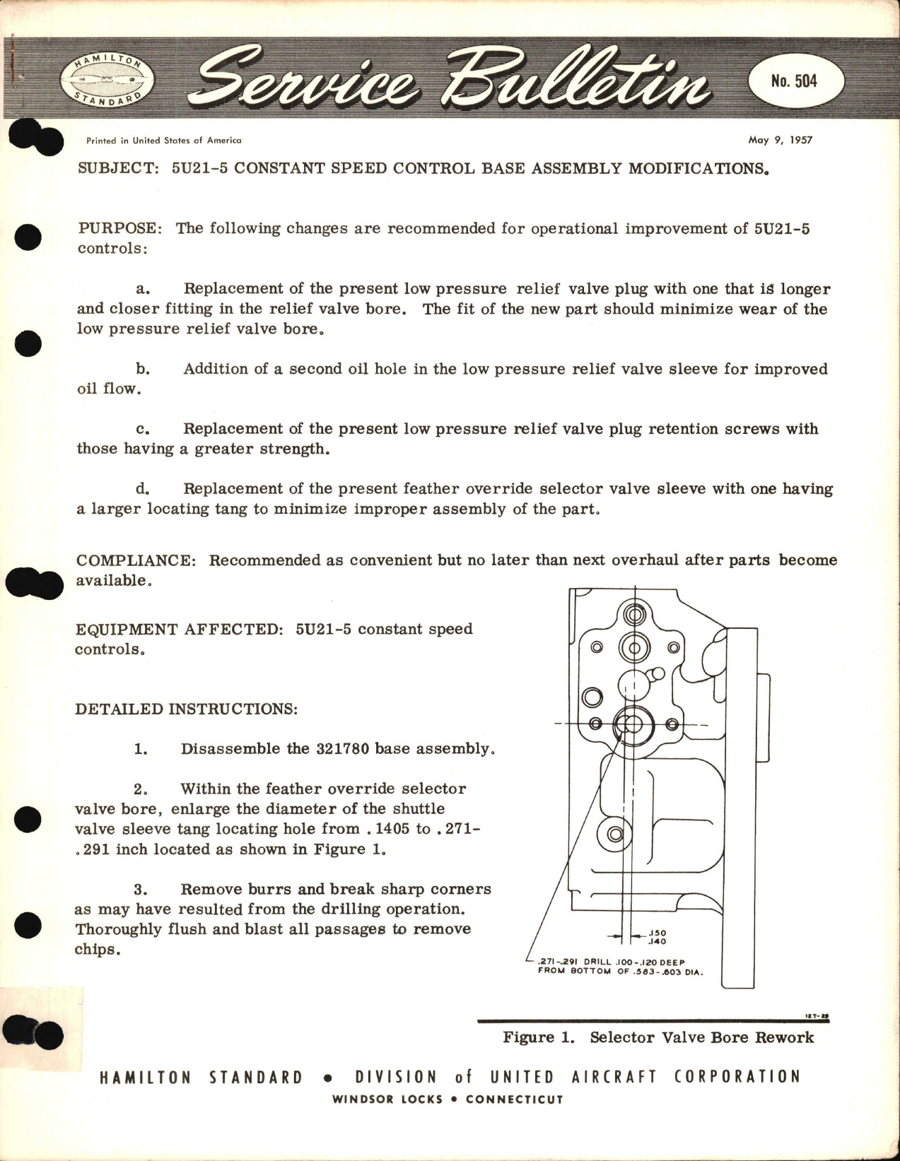Sample page 1 from AirCorps Library document: 5U21-5 Constant Speed Control Base Assembly Modifications