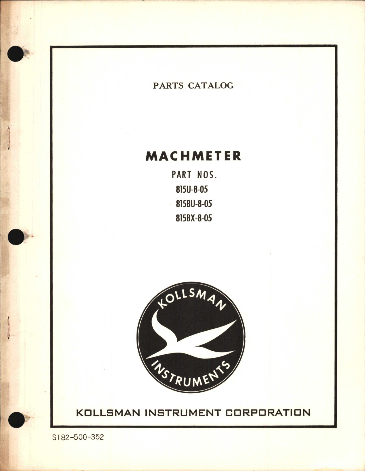 Sample page 1 from AirCorps Library document: Parts Catalog for Kollsman Machmeter