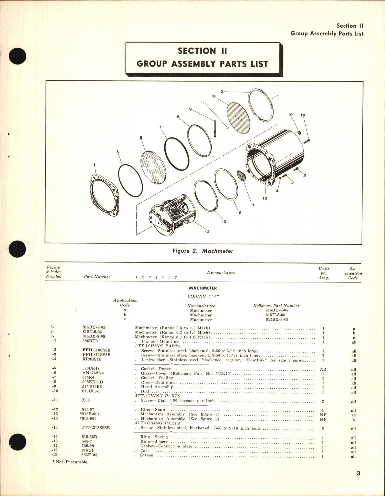 Sample page 5 from AirCorps Library document: Parts Catalog for Kollsman Machmeter